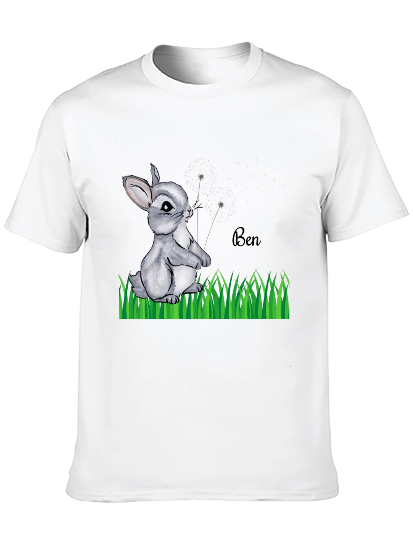 Cute Bunny Ben Black T-Shirt