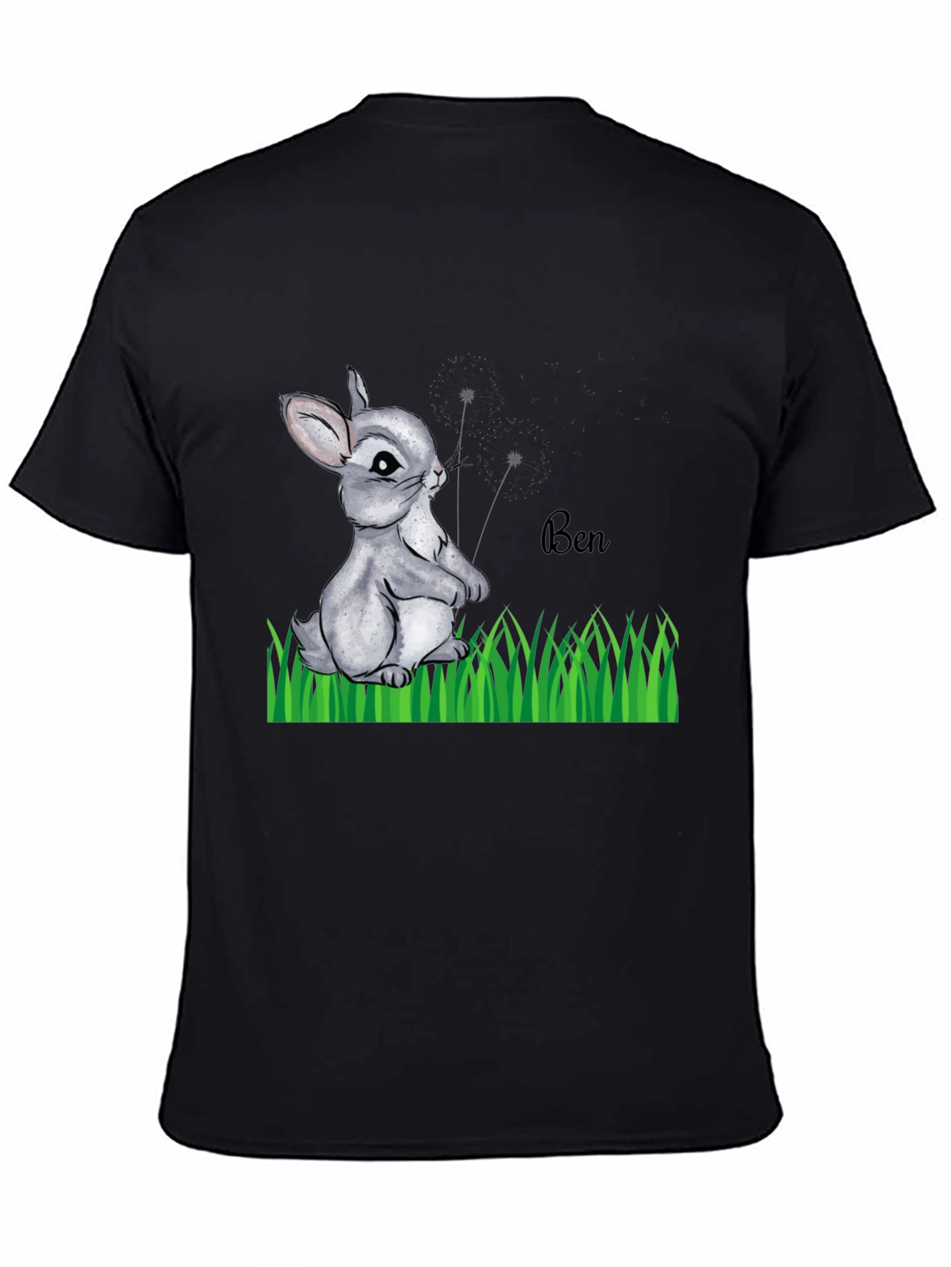 Cute Bunny Ben Black T-Shirt