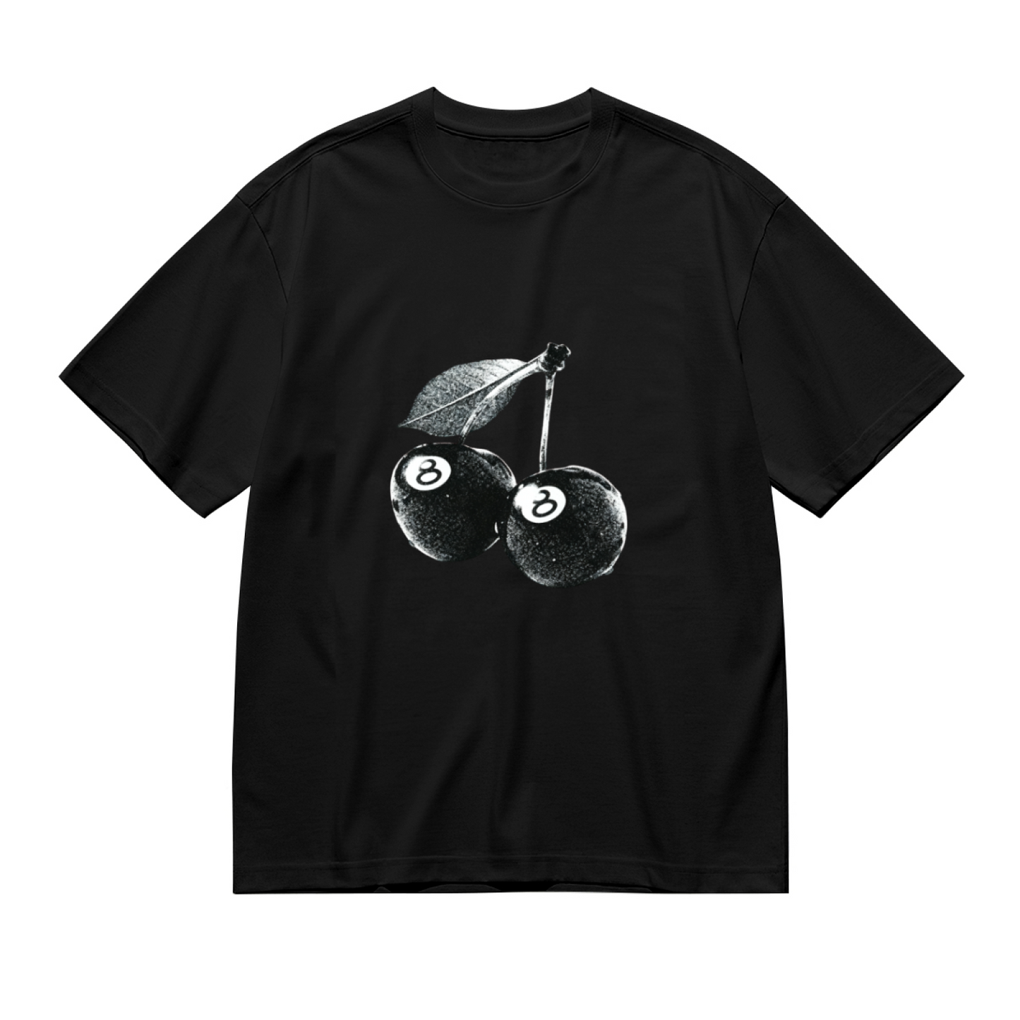 Retro 8?Ball Cherry Vintage Art Plus?Size Women Black Graphic T?Shirt
