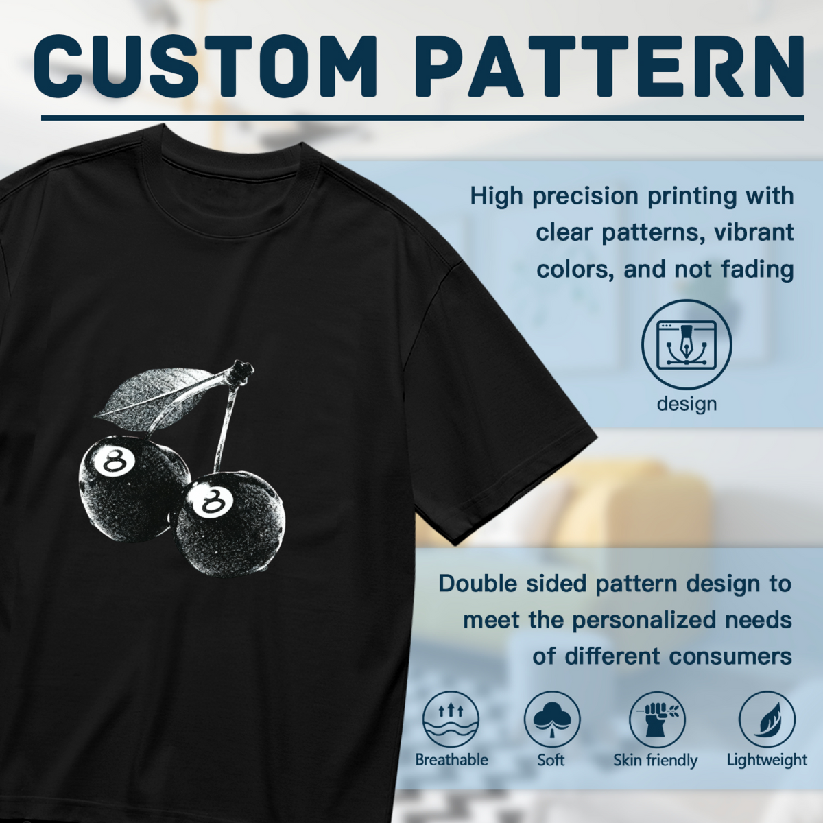 Retro 8?Ball Cherry Vintage Art Plus?Size Women Black Graphic T?Shirt