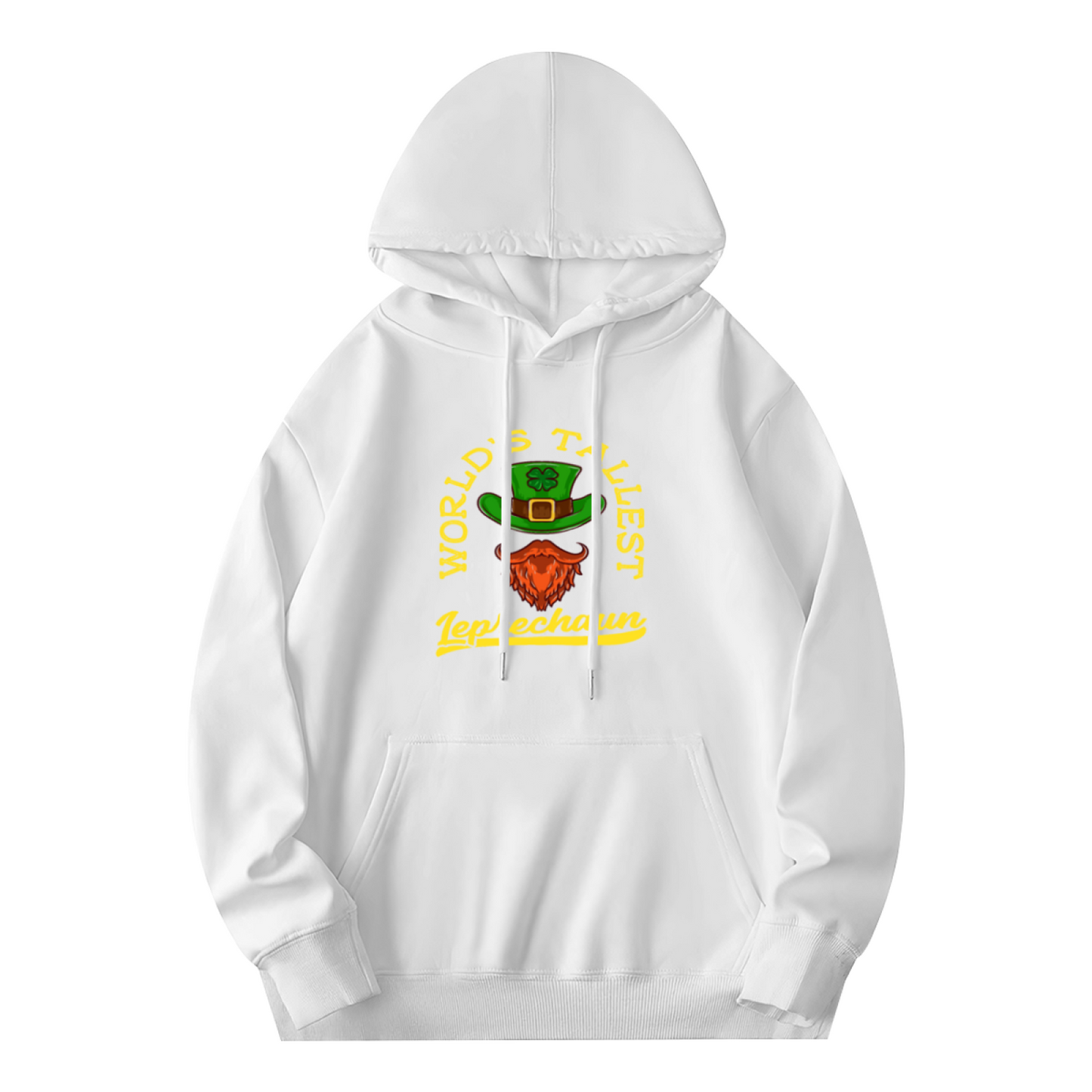 World¡¯s Tallest Leprechaun White Hoodie, St Patrick Day Cozy Casual Pullover Unisex