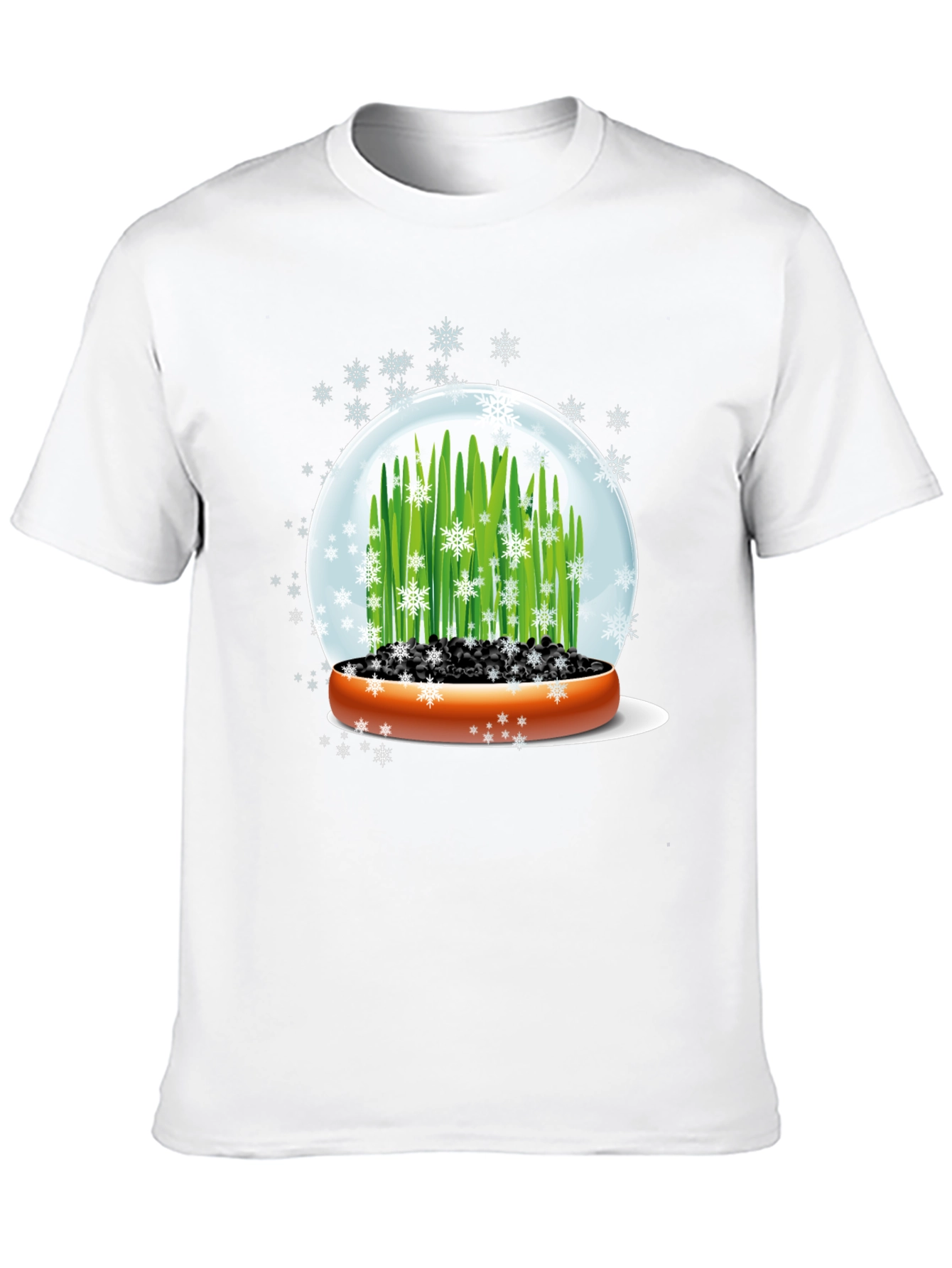 Snow Globe Wheatgrass Black T-Shirt