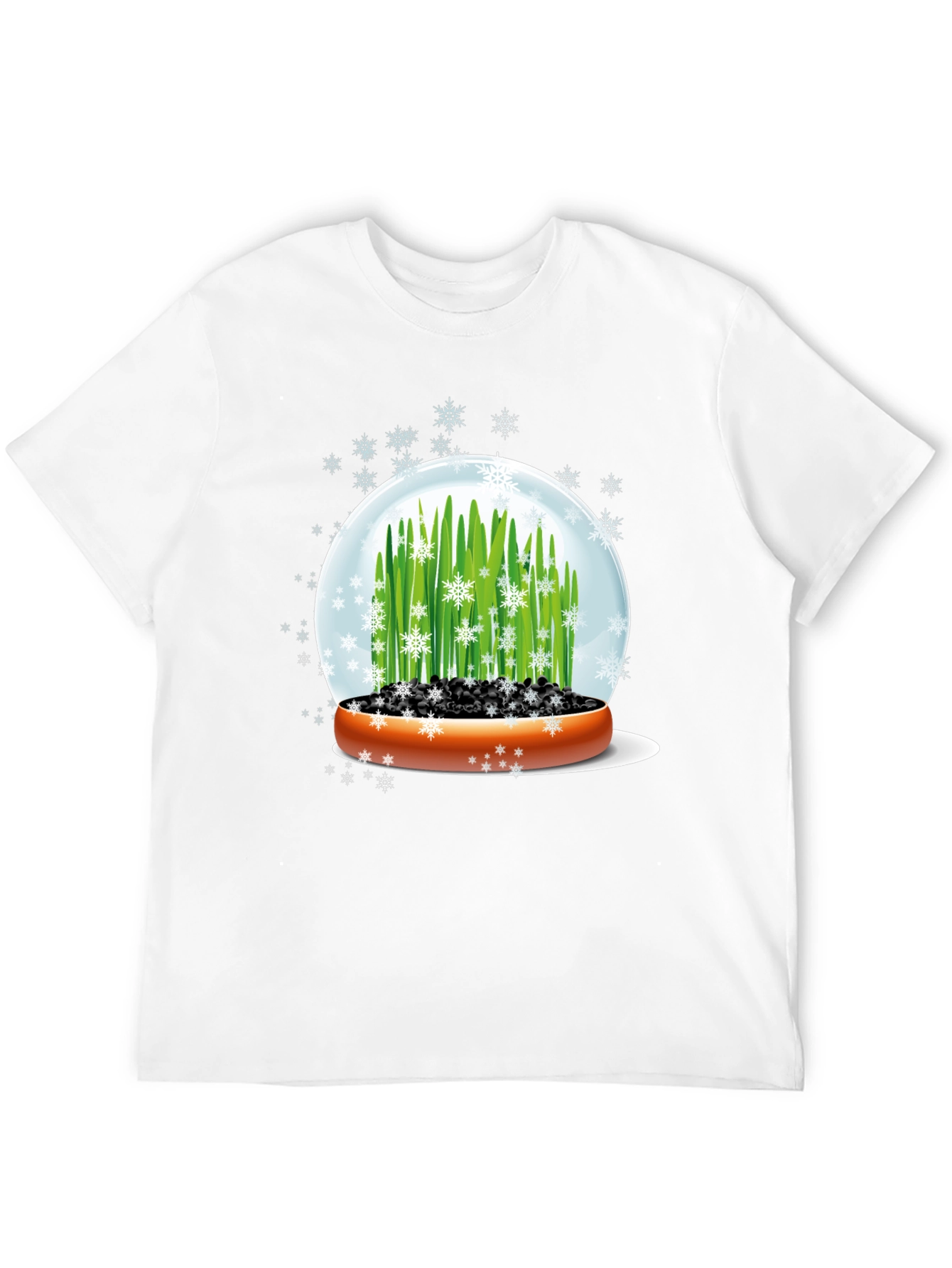 Snow Globe Wheatgrass Black T-Shirt