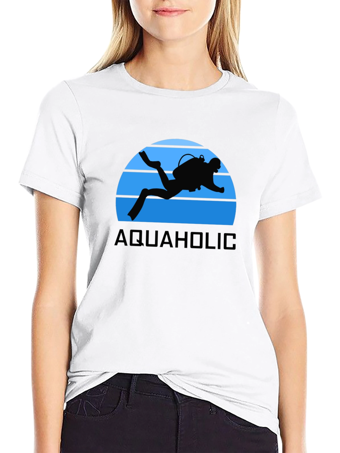 Aquaholic Scuba Diver Graphic T-Shirt - Black