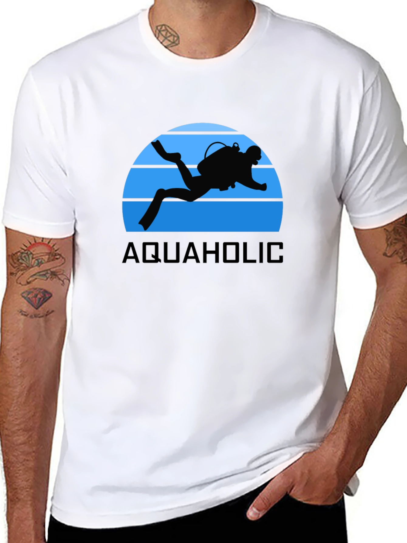 Aquaholic Scuba Diver Graphic T-Shirt - Black