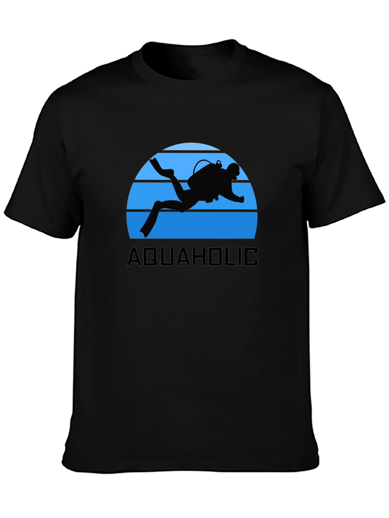 Aquaholic Scuba Diver Graphic T-Shirt - Black
