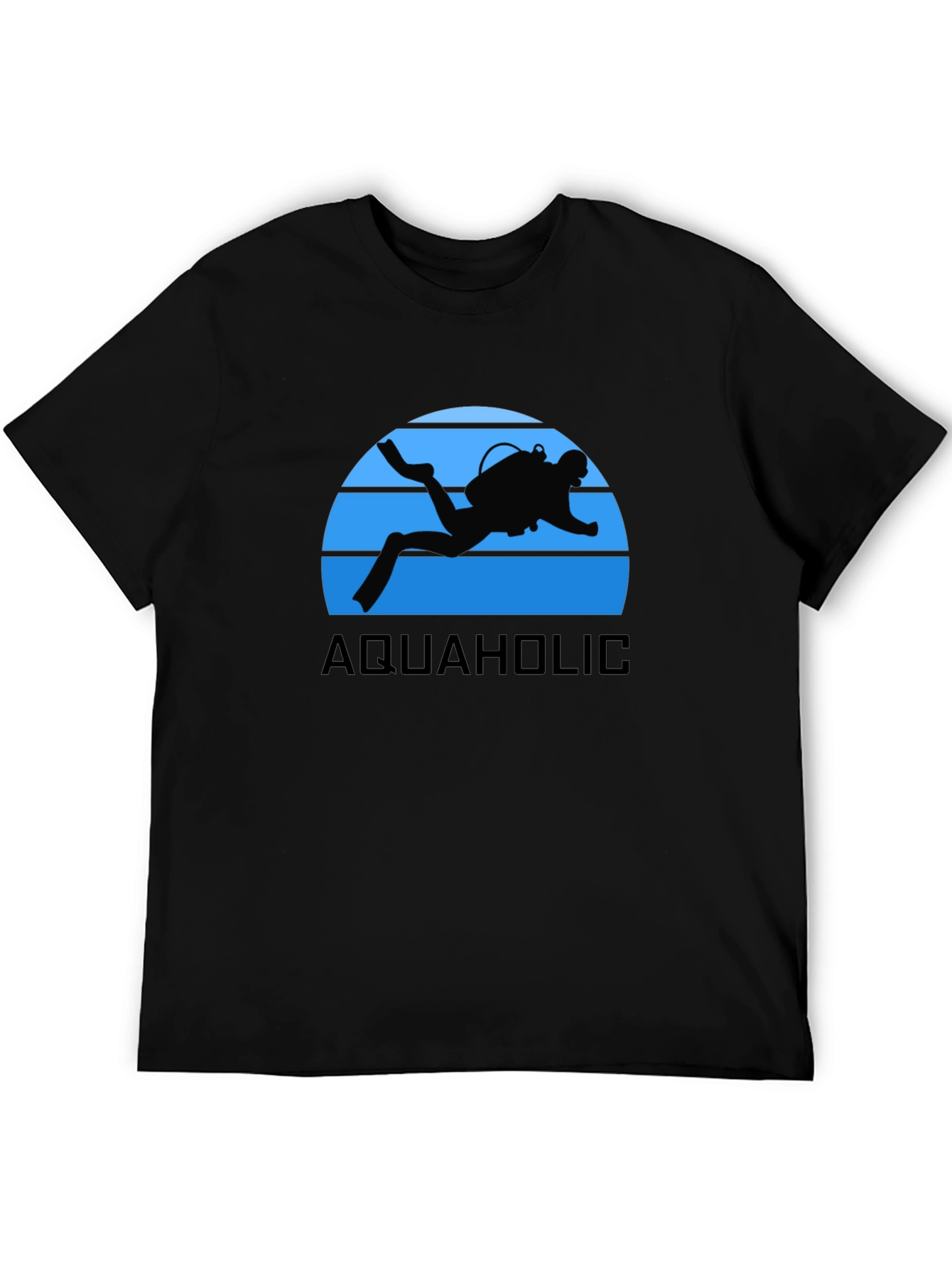 Aquaholic Scuba Diver Graphic T-Shirt - Black