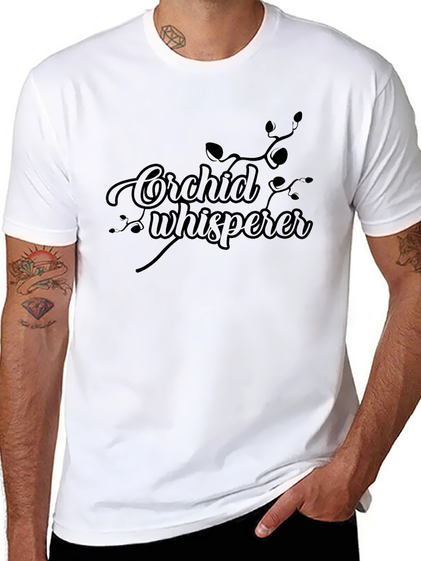 Orchid Whisperer Graphic Black T-Shirt