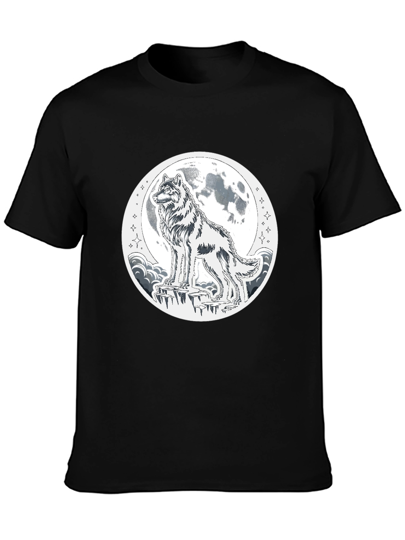 Wolf Moon Graphic T-Shirt - Black