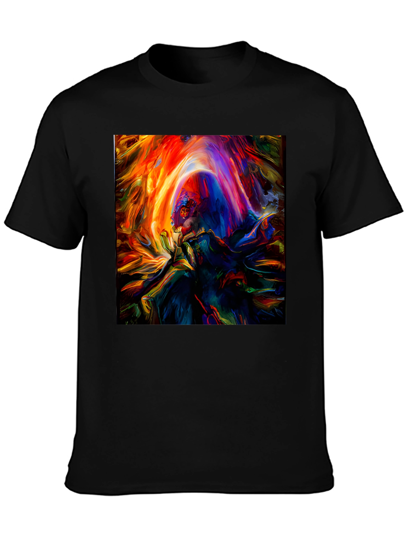 Vibrant Abstract Art Graphic Print Black T-Shirt