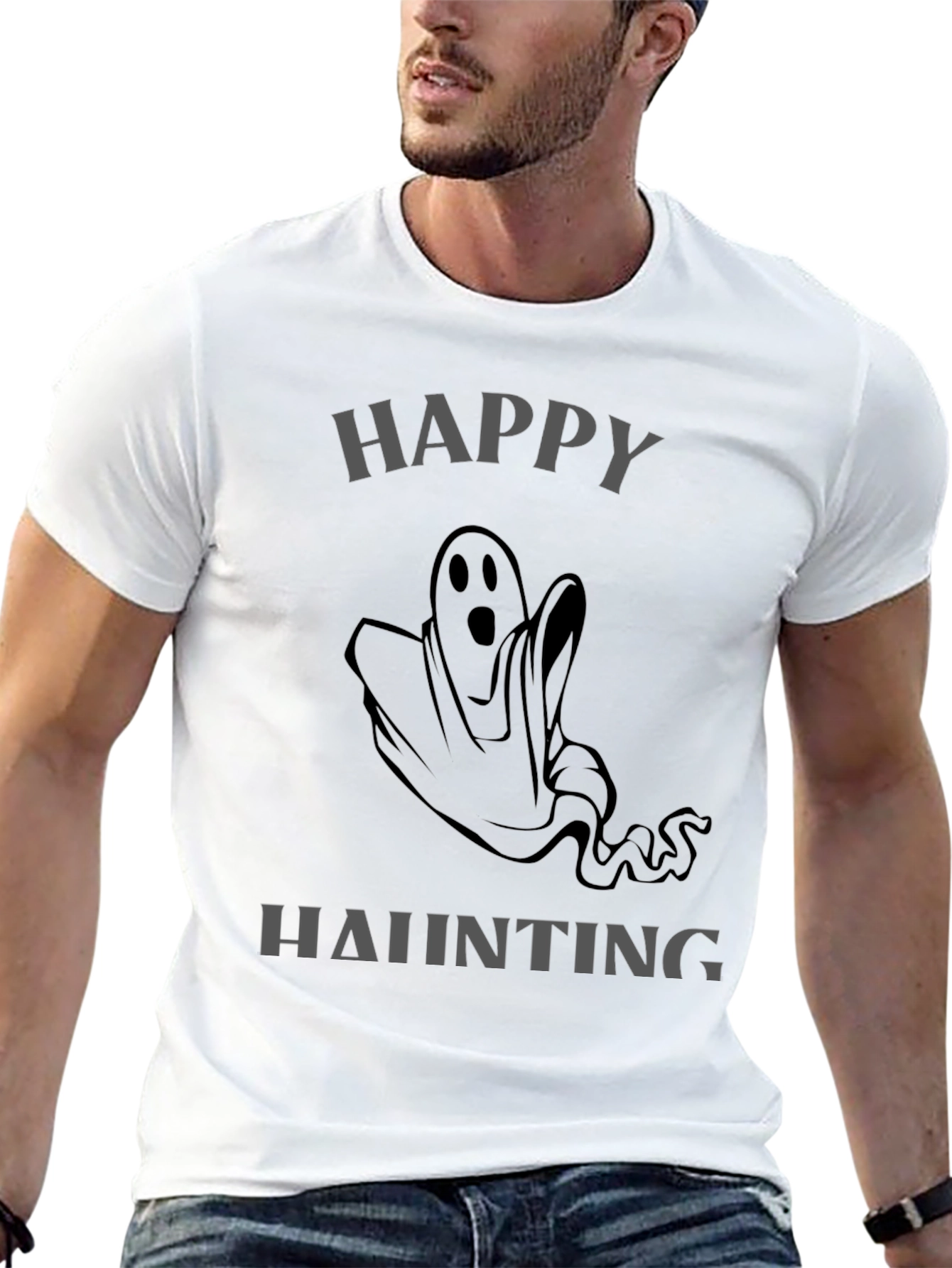 Happy Haunting Ghost Graphic T-Shirt
