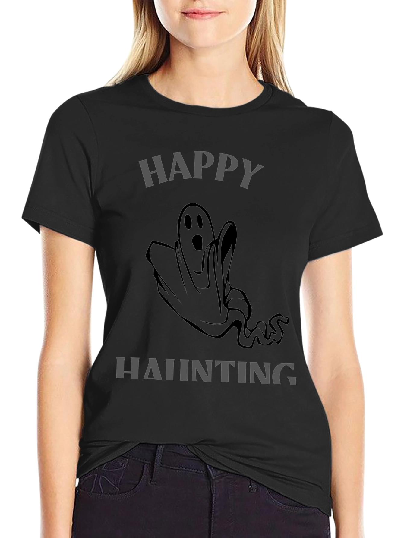 Happy Haunting Ghost Graphic T-Shirt