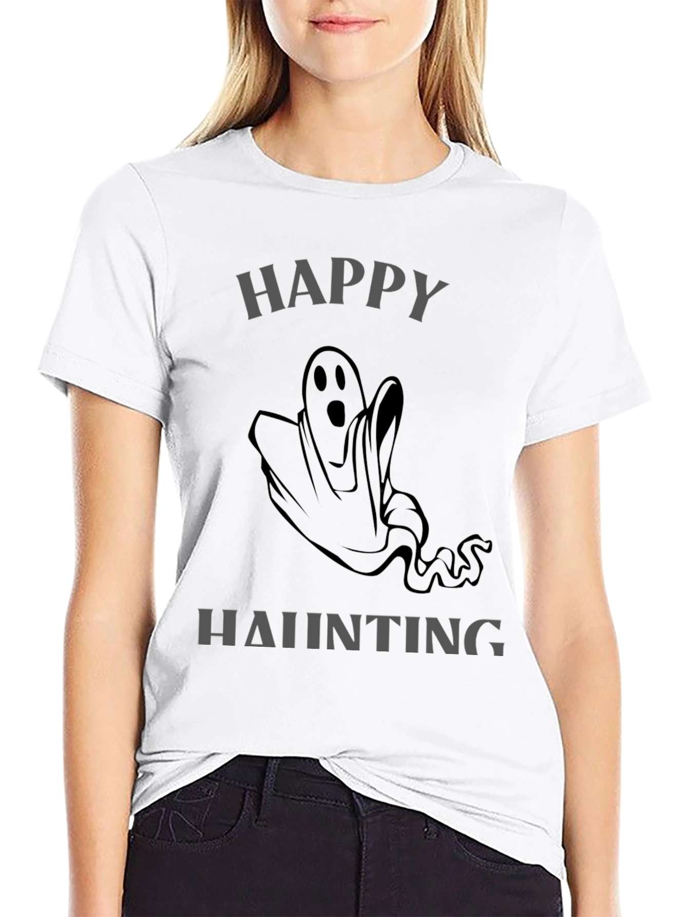 Happy Haunting Ghost Graphic T-Shirt
