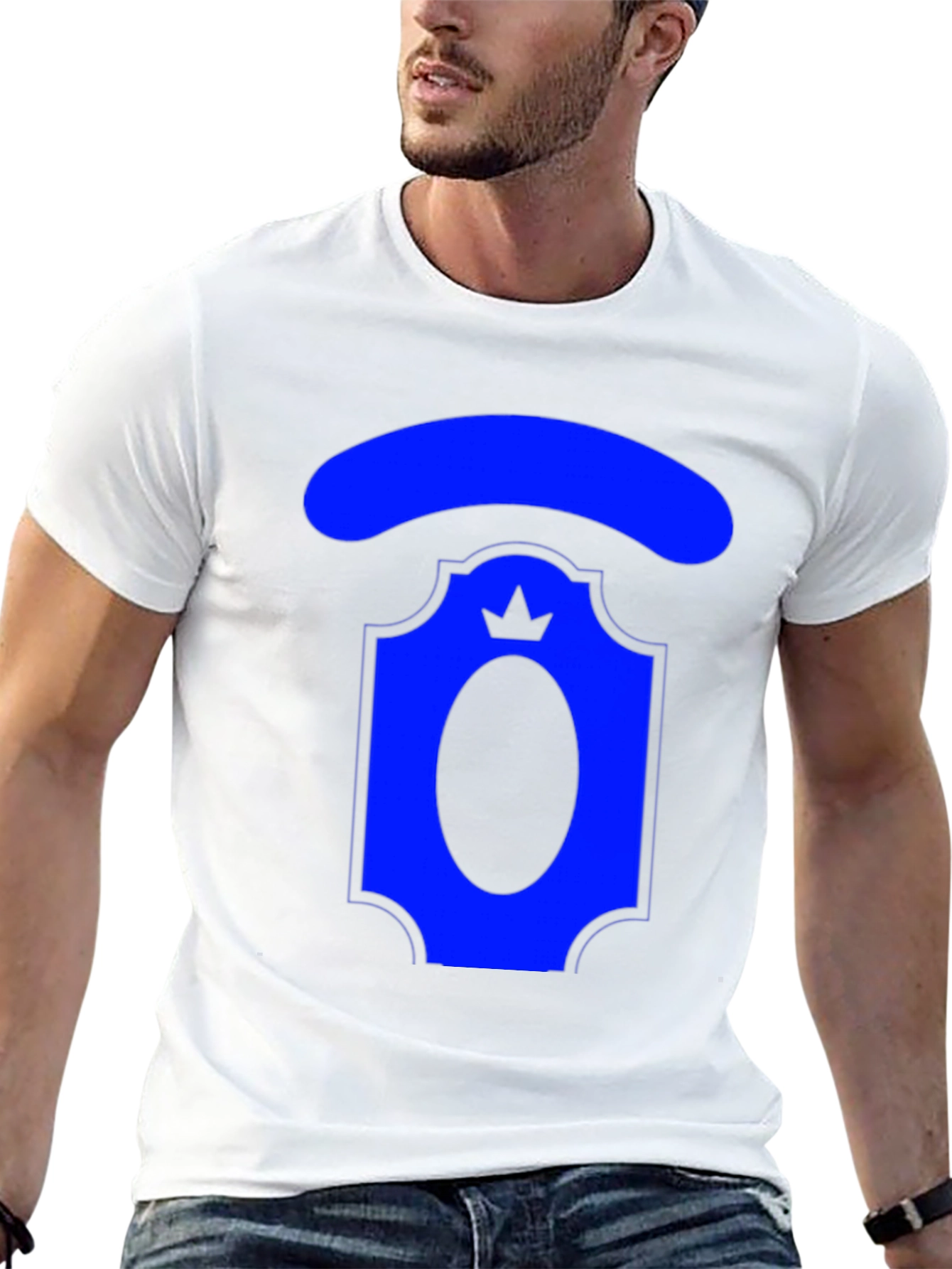 Royal Blue Crest Graphic T-Shirt - Black Cotton Tee