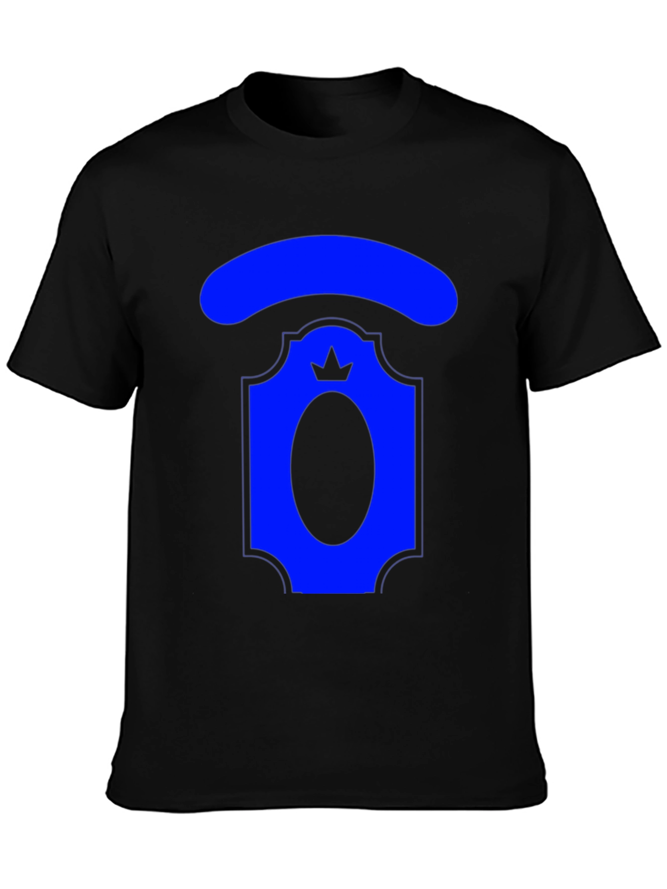 Royal Blue Crest Graphic T-Shirt - Black Cotton Tee