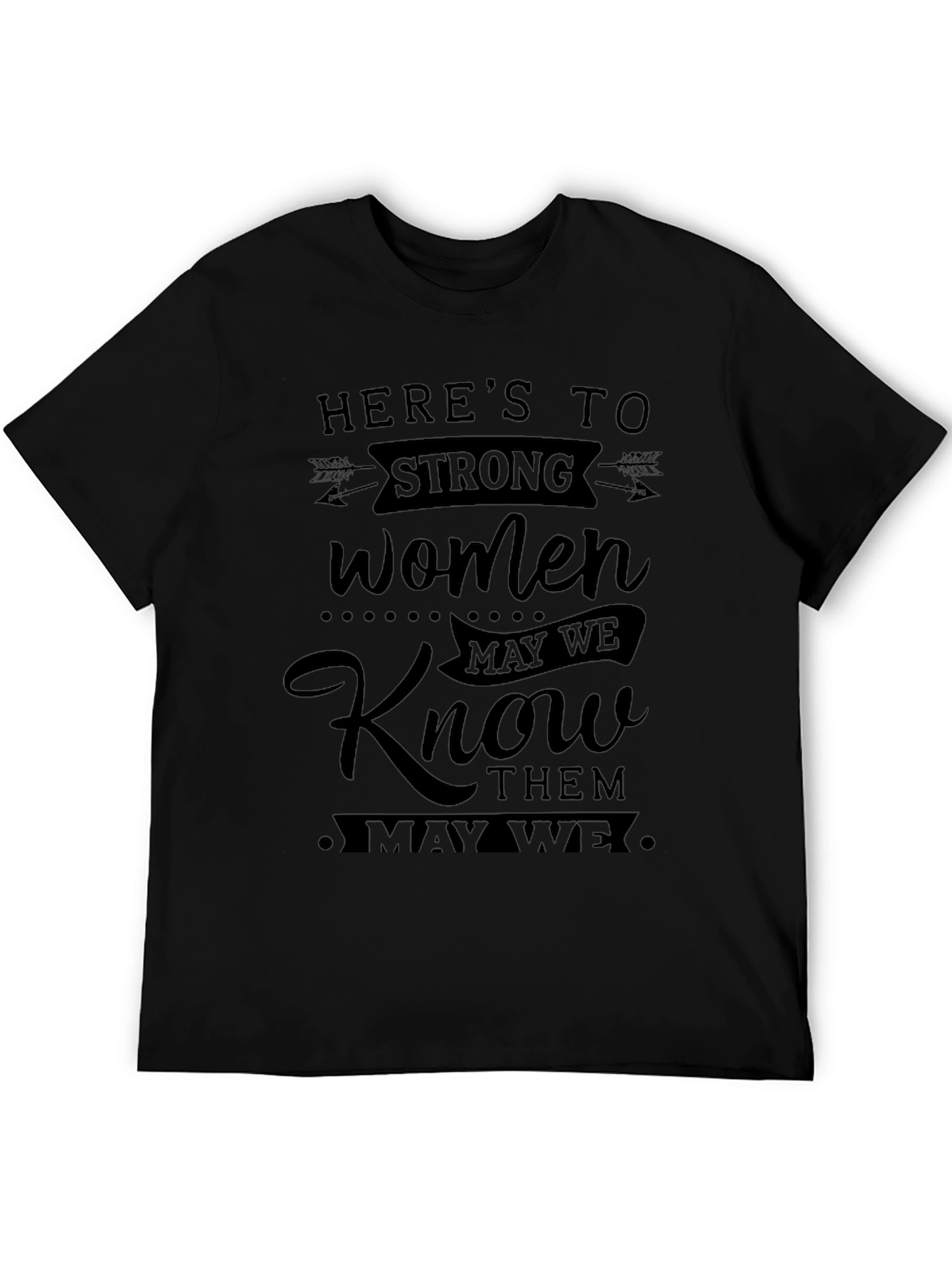 Strong Women Graphic Tee - Black Crew Neck T-Shirt