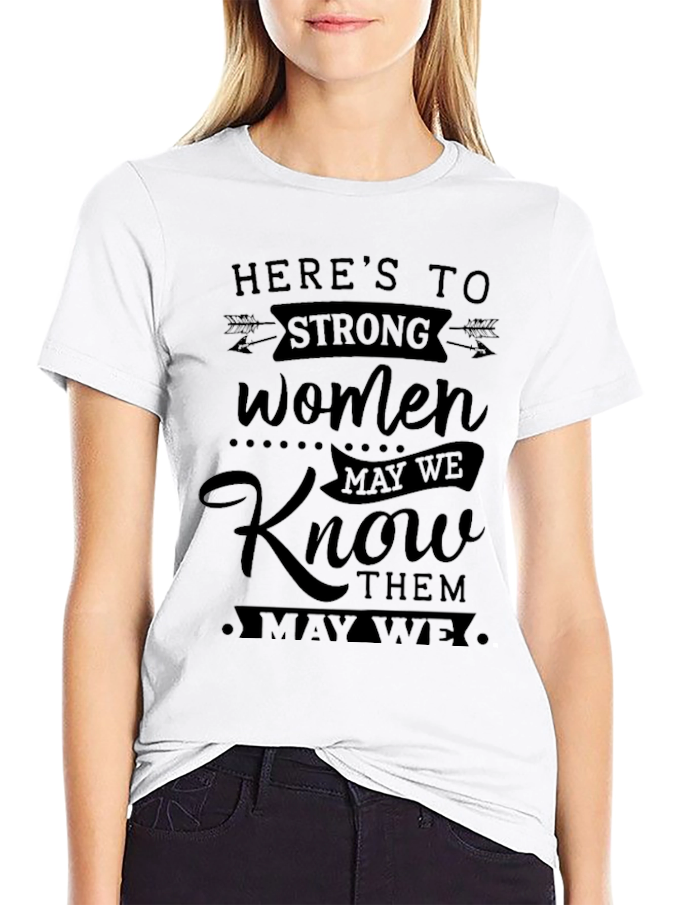Strong Women Graphic Tee - Black Crew Neck T-Shirt