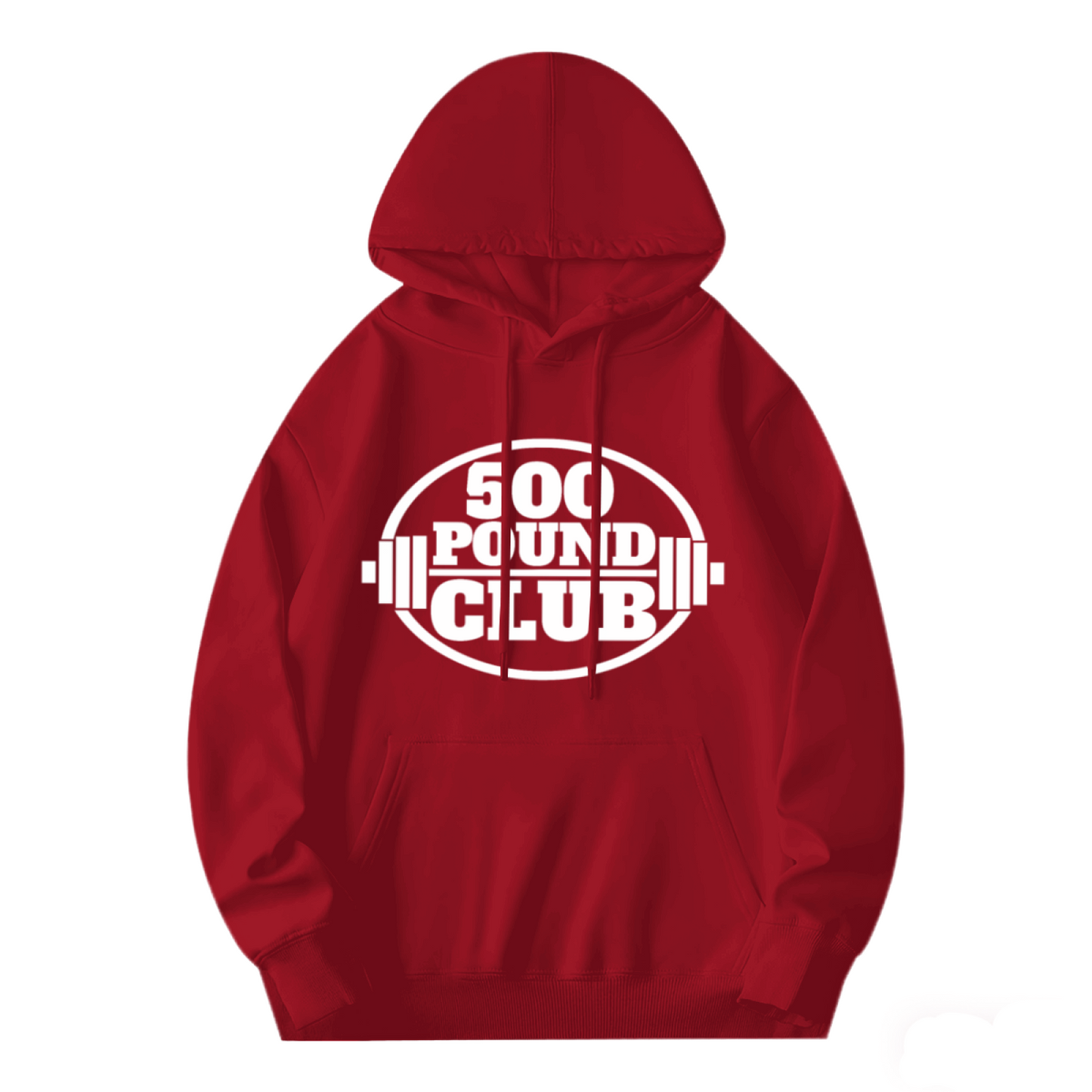 500 Pound Club Weightlifting Red Mens Hoodie, Comfort Gym Pullover