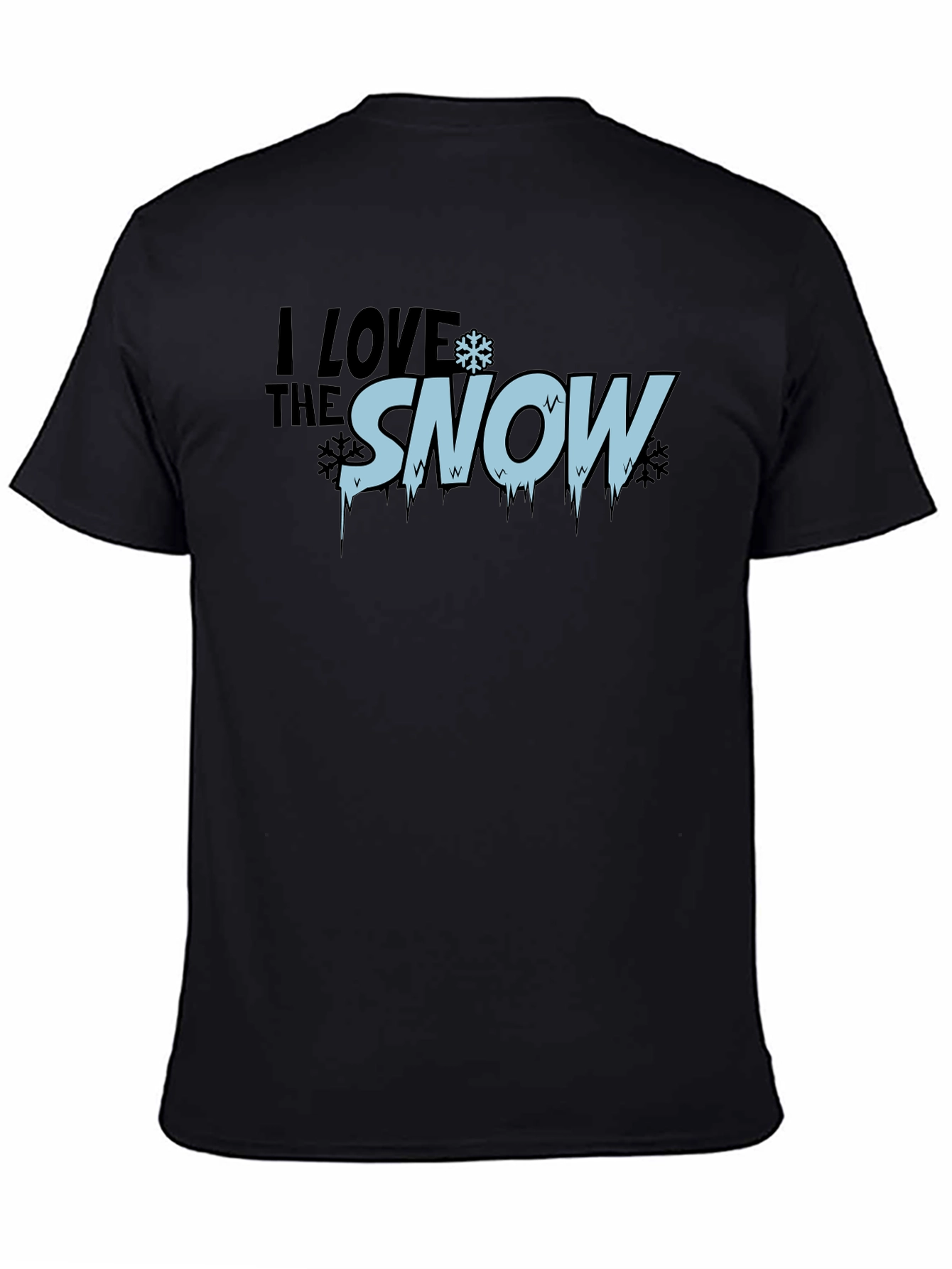 I Love Snow Mens Black Graphic T-Shirt