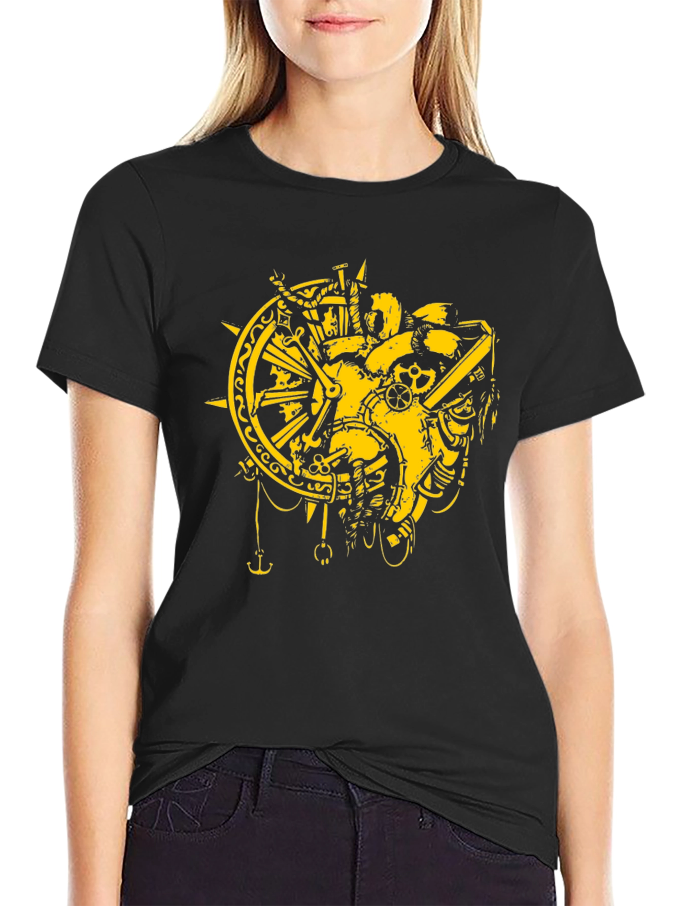 Steampunk Heart T-Shirt - Gear & Compass Design