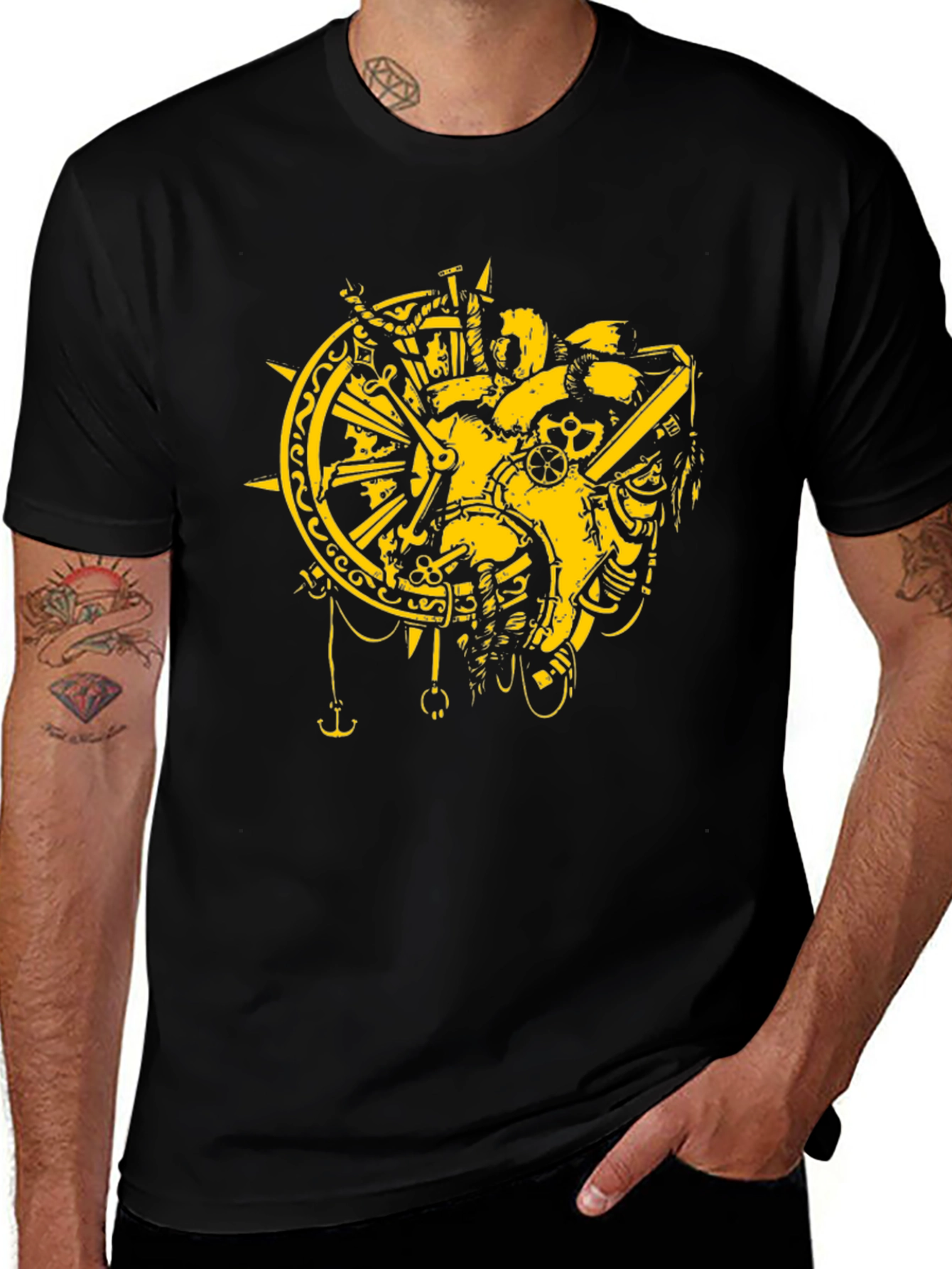 Steampunk Heart T-Shirt - Gear & Compass Design