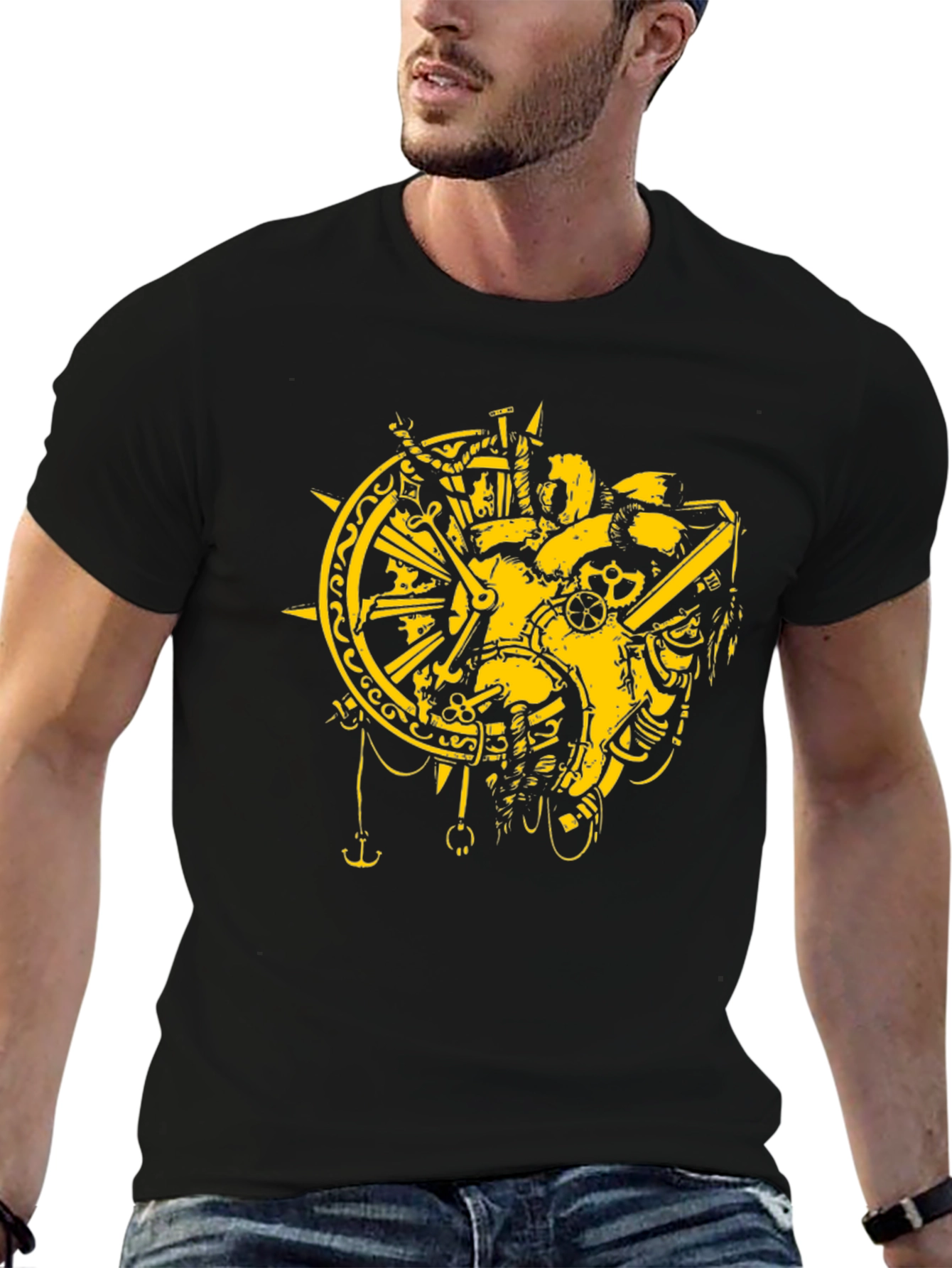 Steampunk Heart T-Shirt - Gear & Compass Design