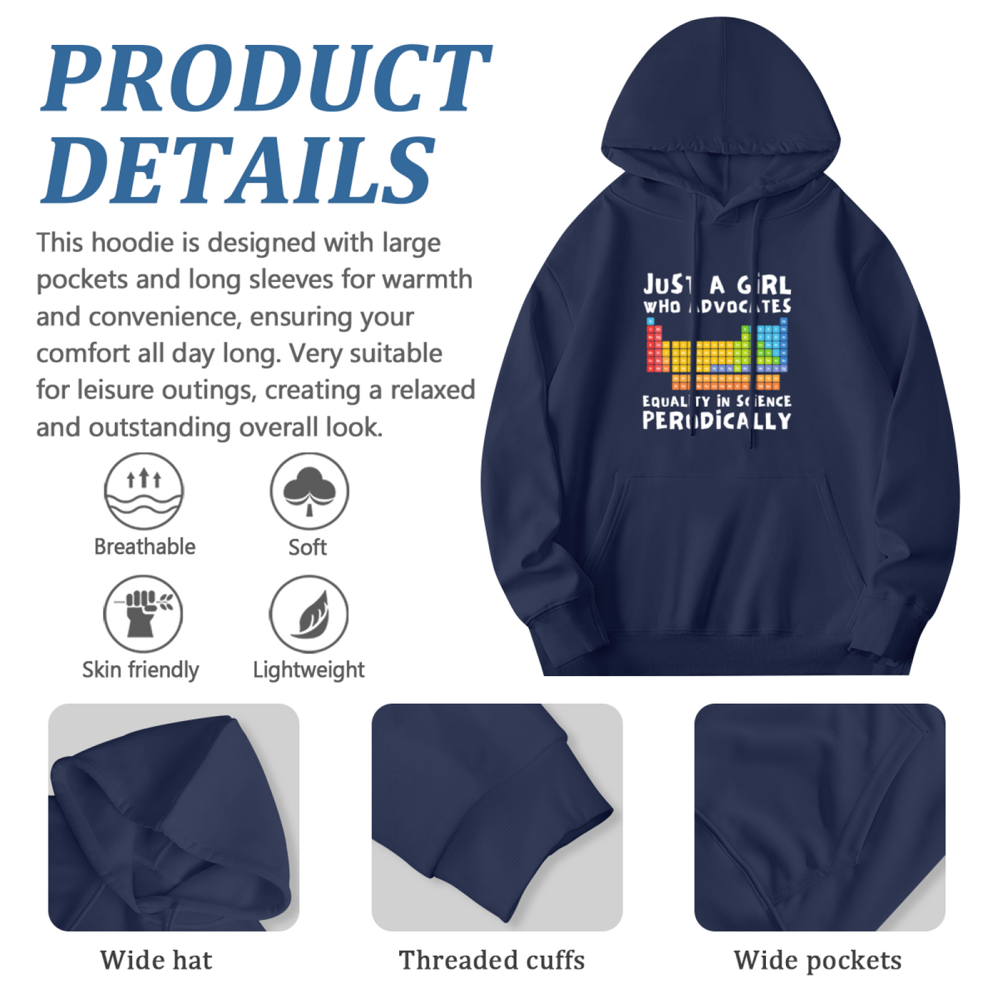 Periodic Table Equality Science Unisex Hoodie, Soft Everyday Wear