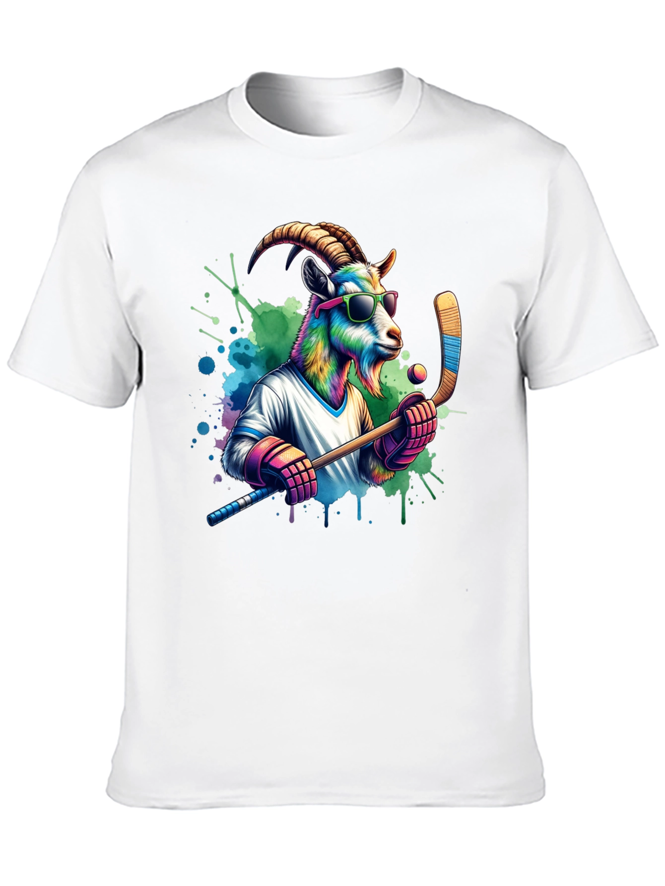 Cool Goat Hockey Player Graphic Tee