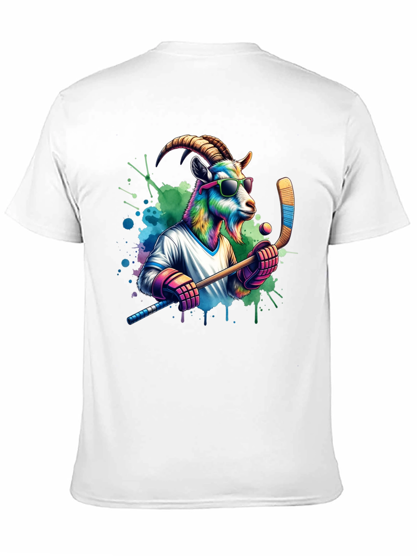 Cool Goat Hockey Player Graphic Tee