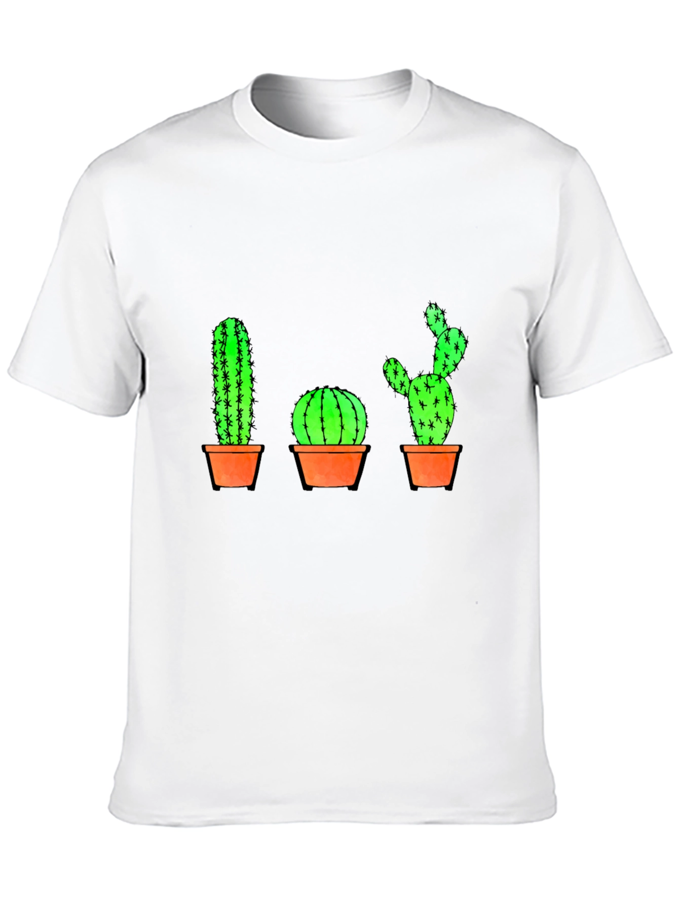 Cactus Graphic Print T-Shirt - Black Cotton Casual Tee