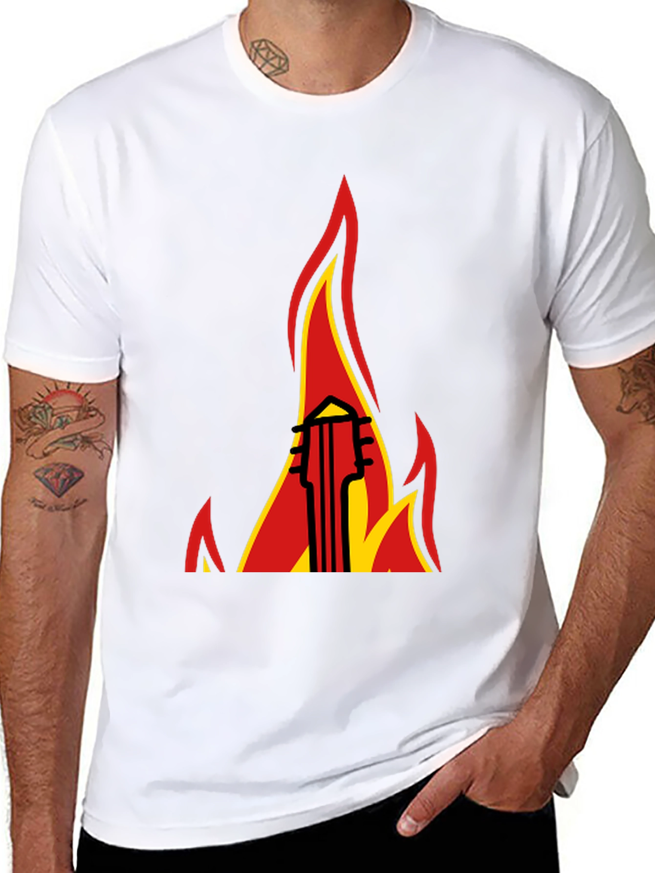 Flaming Guitar Graphic Tee - Rock On!