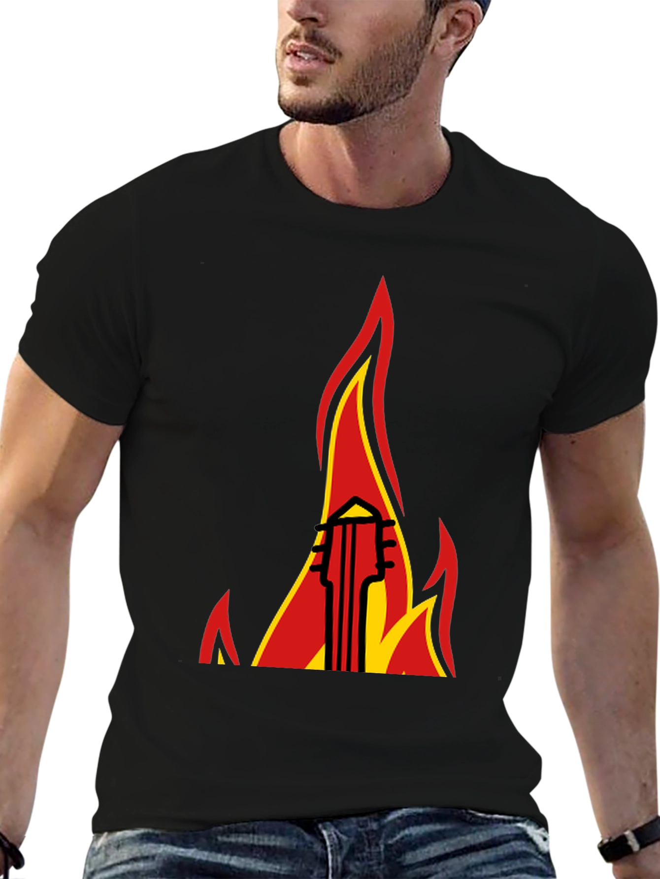 Flaming Guitar Graphic Tee - Rock On!
