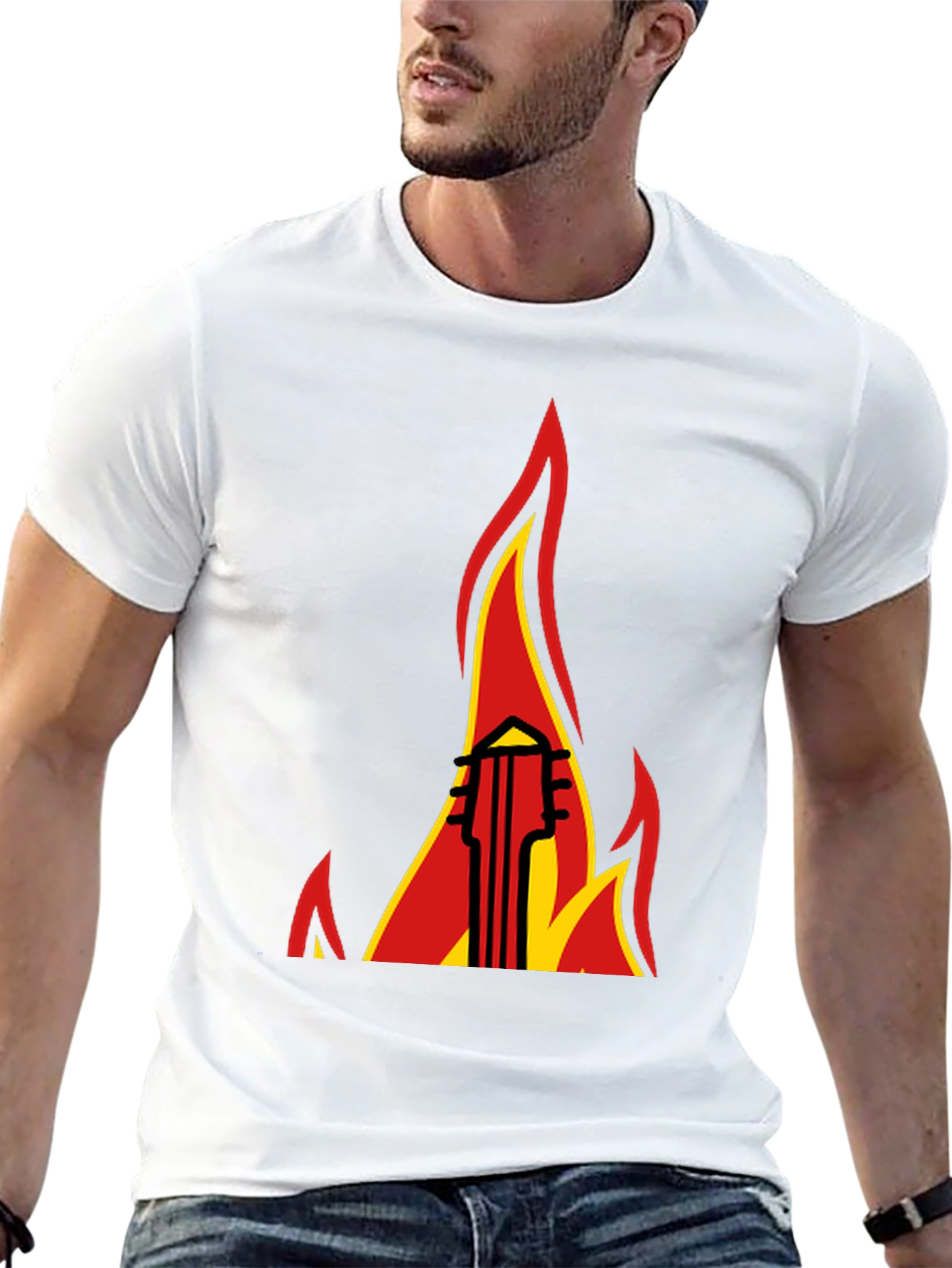 Flaming Guitar Graphic Tee - Rock On!