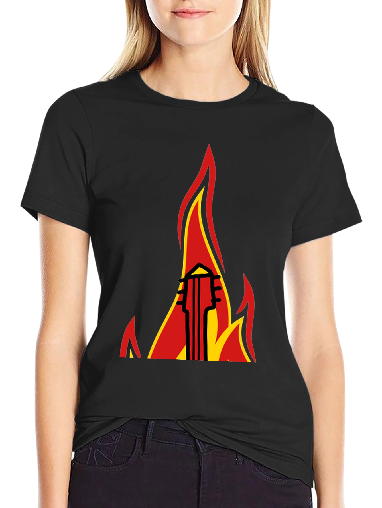 Flaming Guitar Graphic Tee - Rock On!