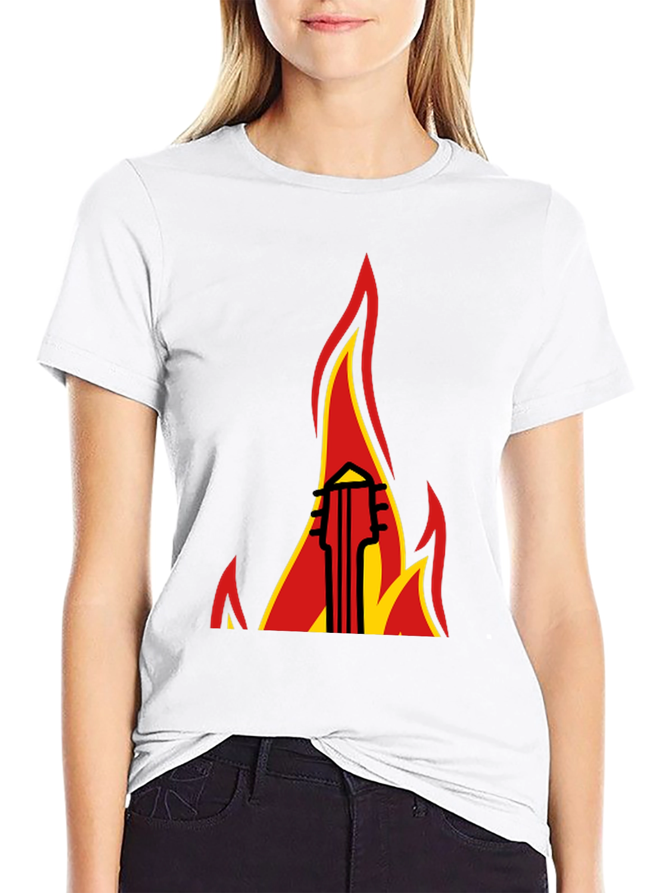 Flaming Guitar Graphic Tee - Rock On!