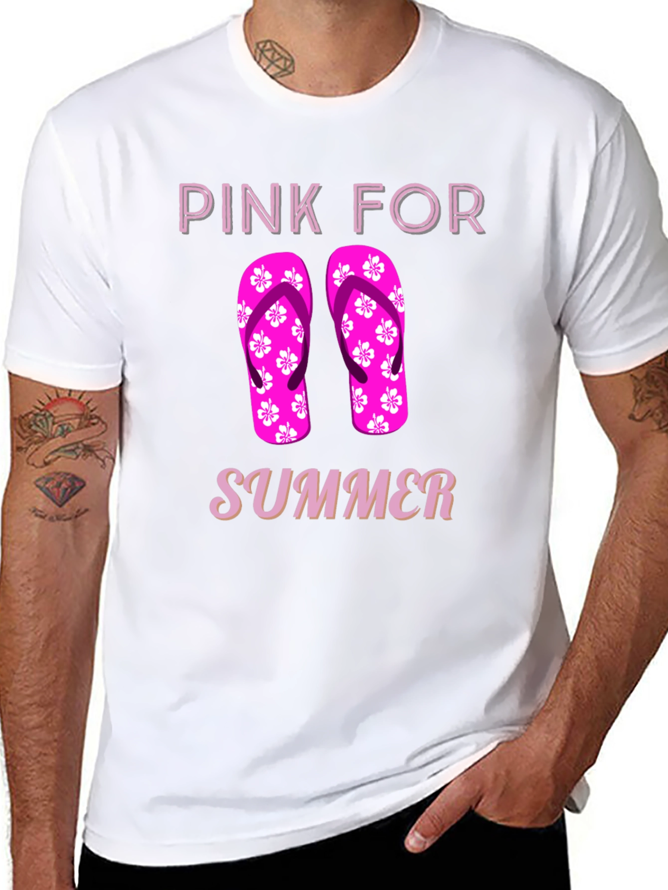 Pink for Summer T-Shirt with Flip Flop Design