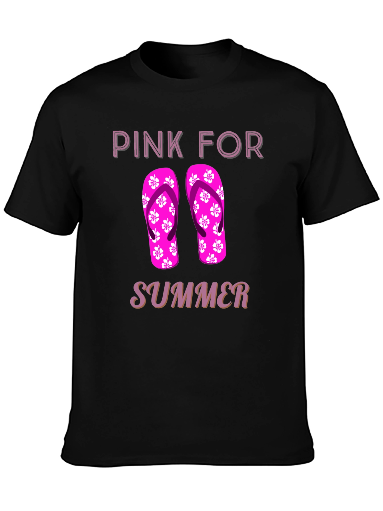 Pink for Summer T-Shirt with Flip Flop Design