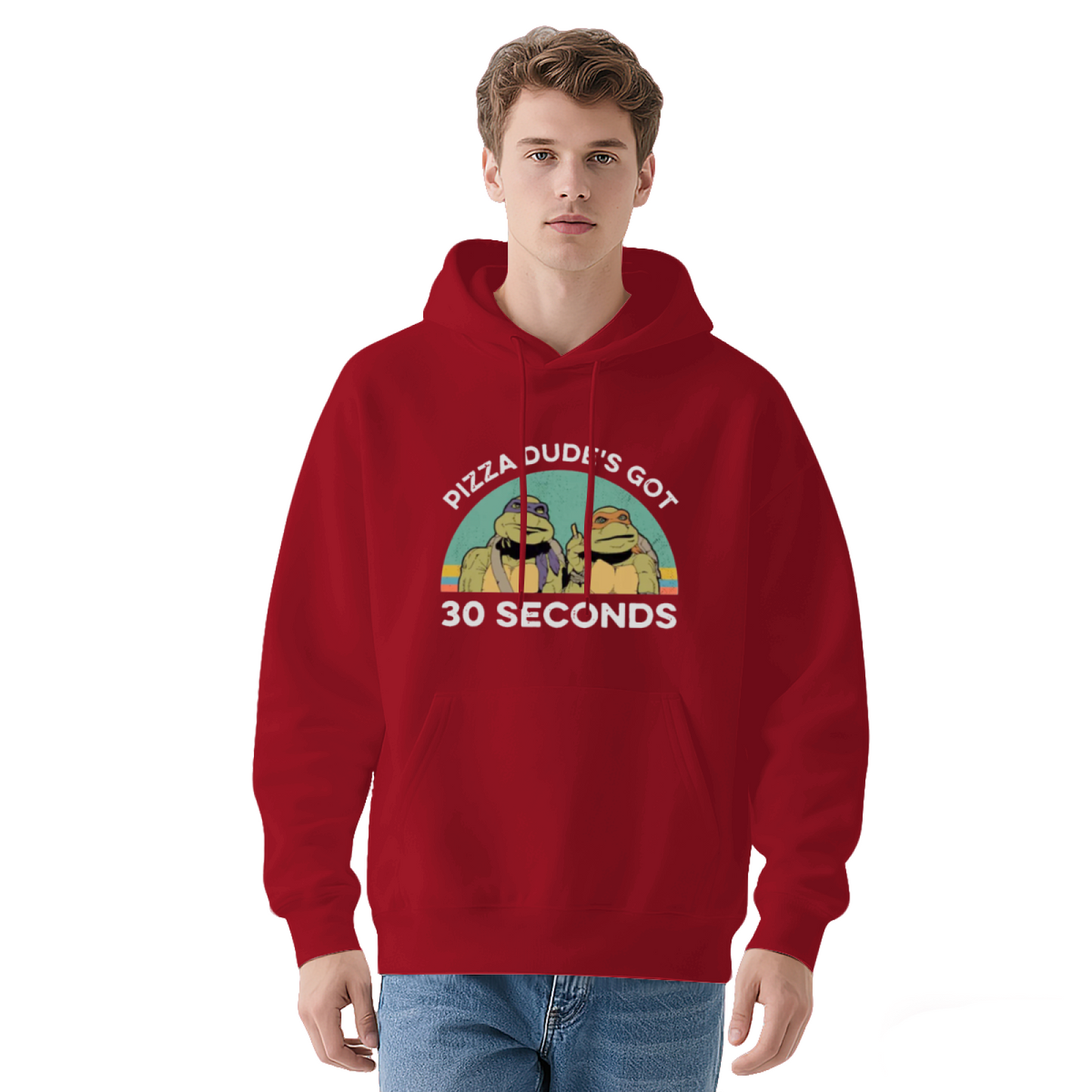 Pizza Dude¡¯s Got 30 Seconds Retro Turtle Cartoon Hoodie, Nostalgic Cozy Casual Hoodie