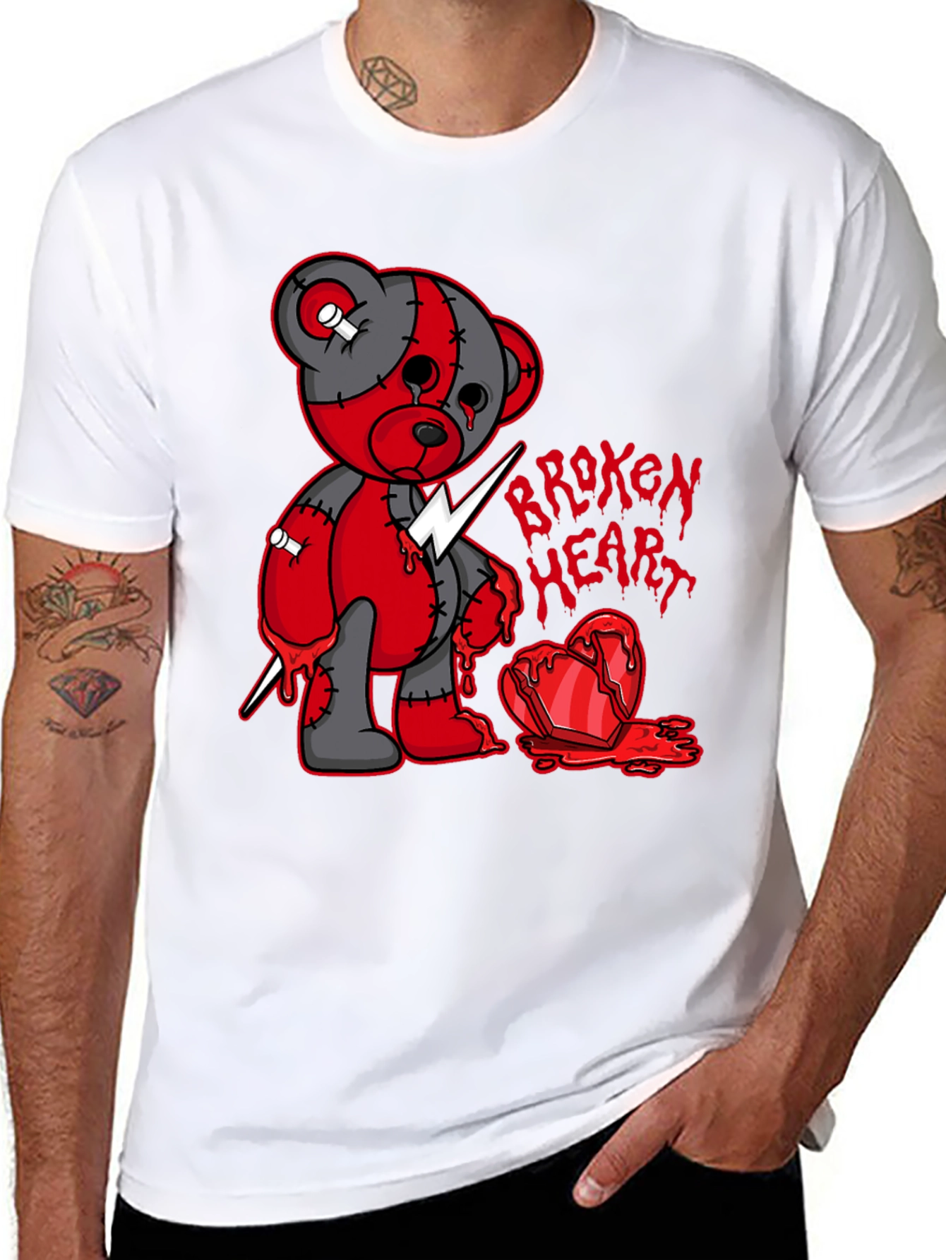 Broken Heart Bear Graphic T-Shirt