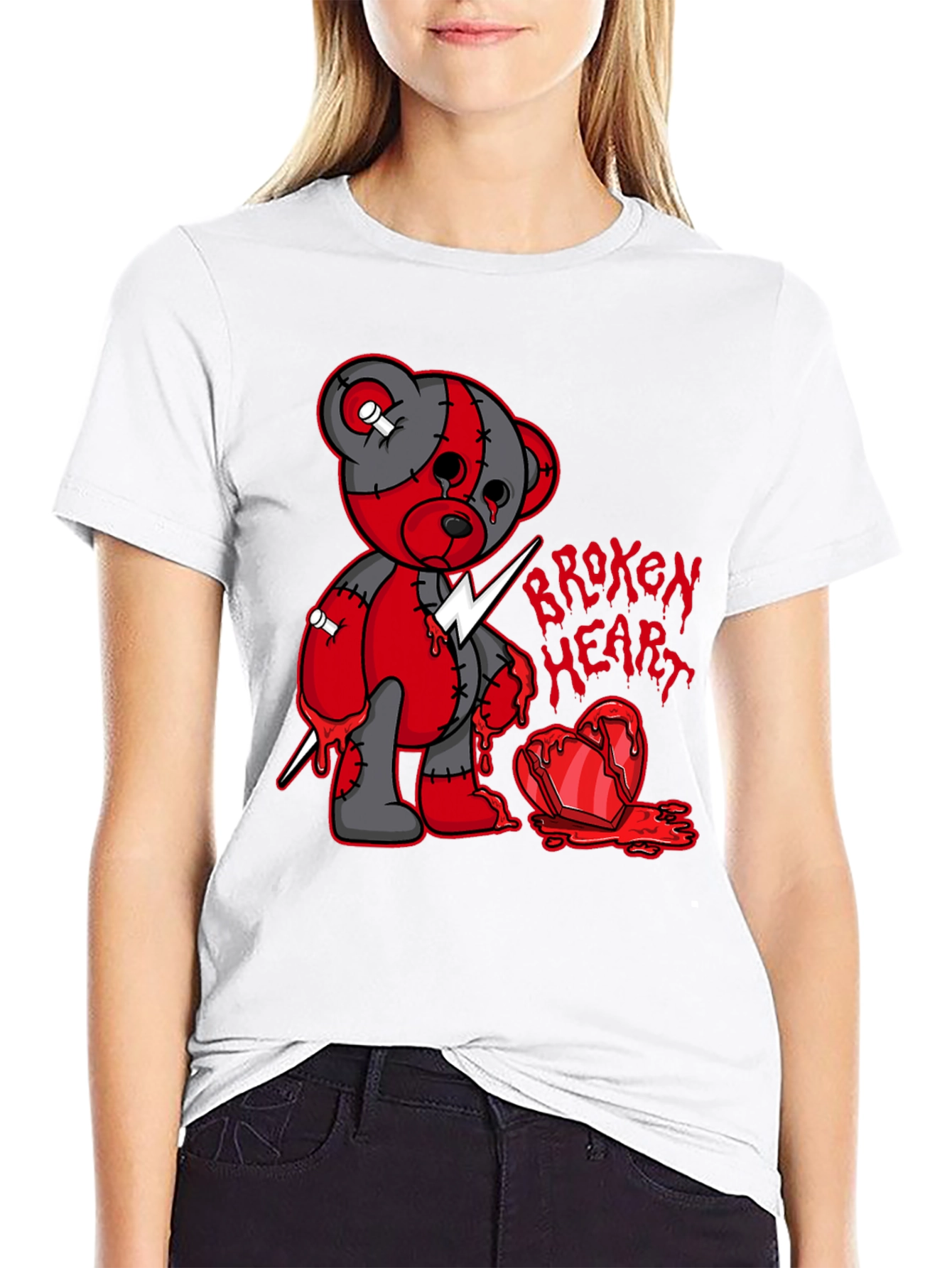 Broken Heart Bear Graphic T-Shirt