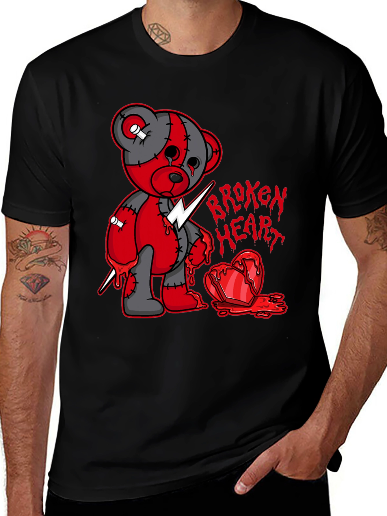 Broken Heart Bear Graphic T-Shirt