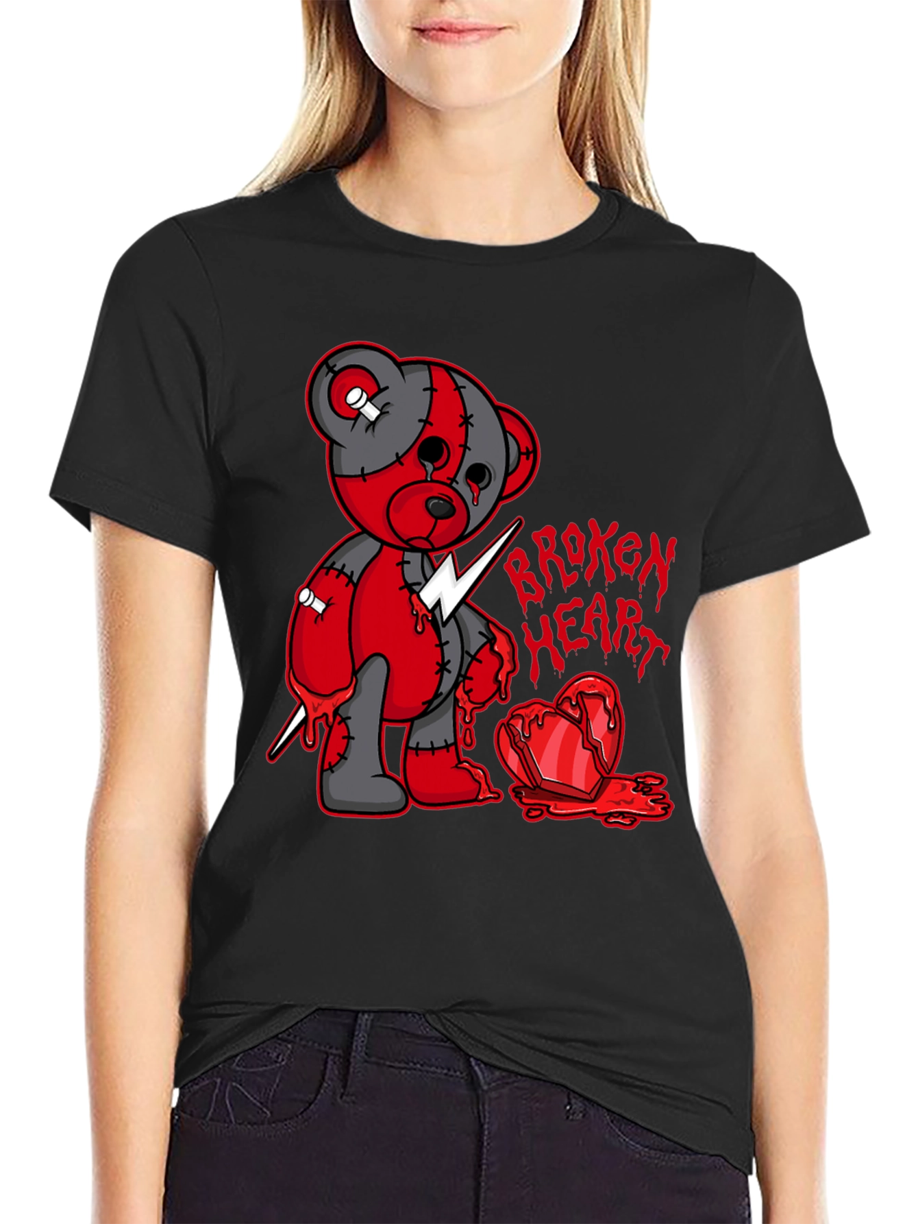 Broken Heart Bear Graphic T-Shirt