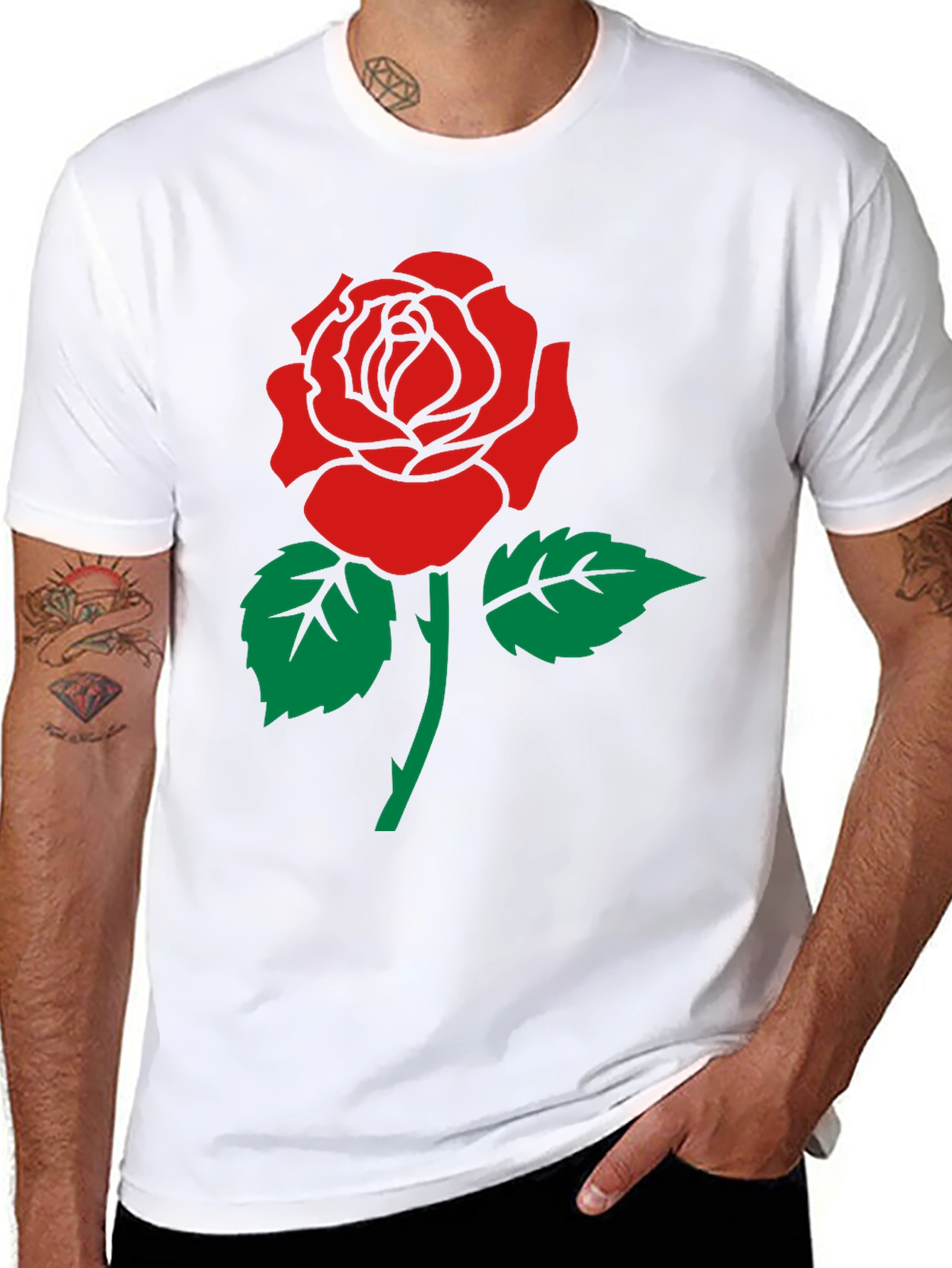 Rose Graphic Print Crew Neck T-Shirt