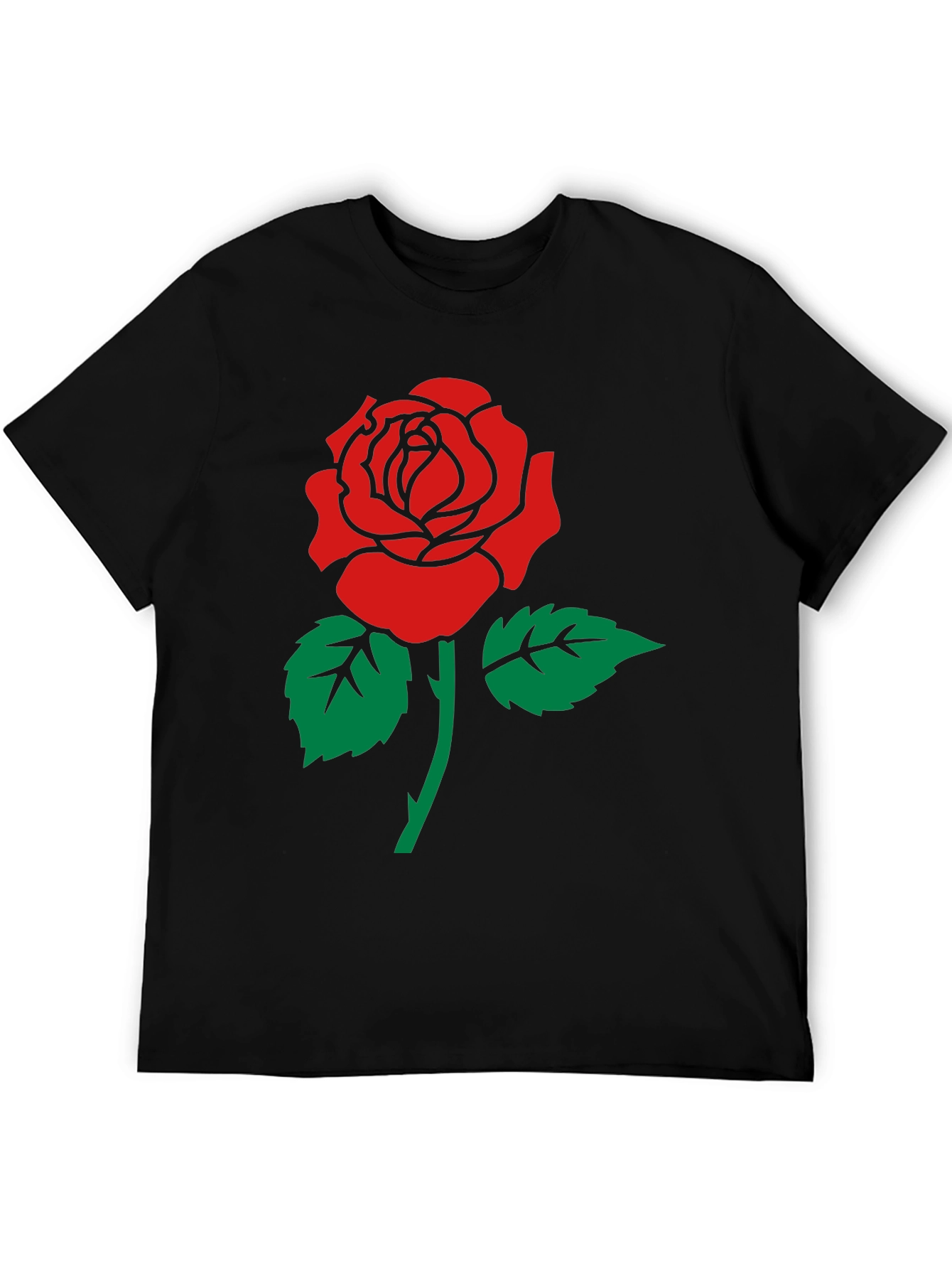 Rose Graphic Print Crew Neck T-Shirt