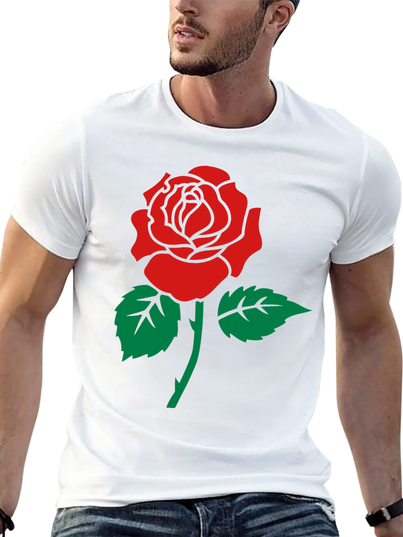 Rose Graphic Print Crew Neck T-Shirt