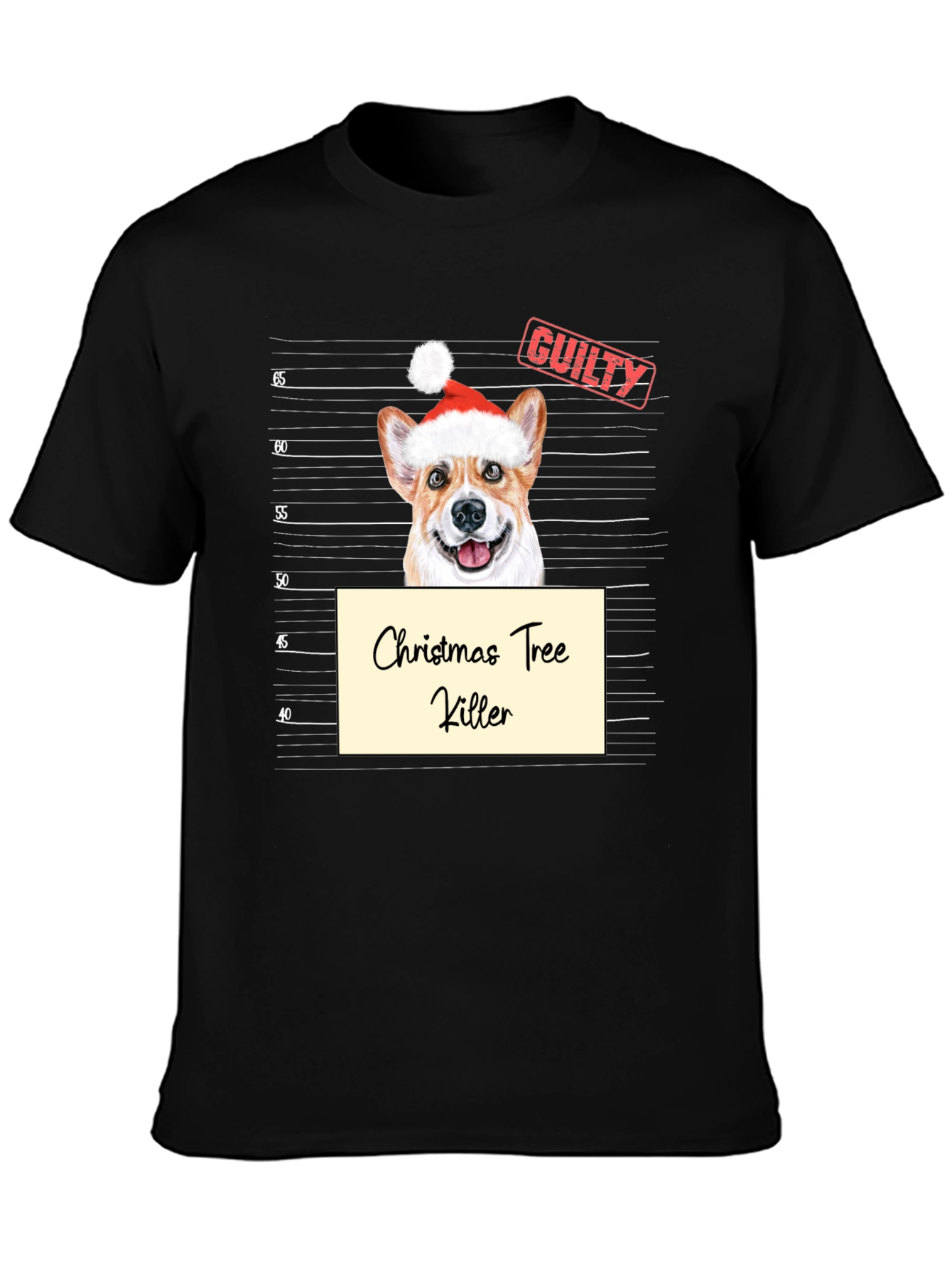 Christmas Tree Killer Corgi Mugshot T-Shirt