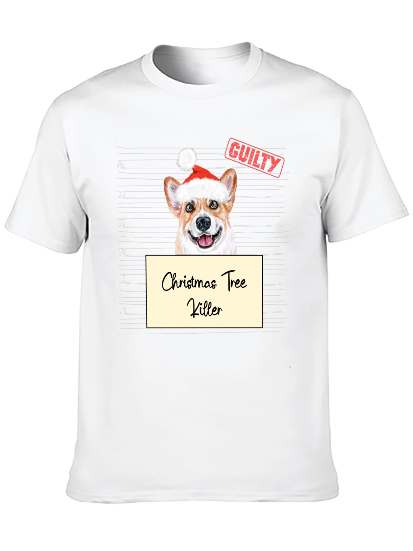 Christmas Tree Killer Corgi Mugshot T-Shirt