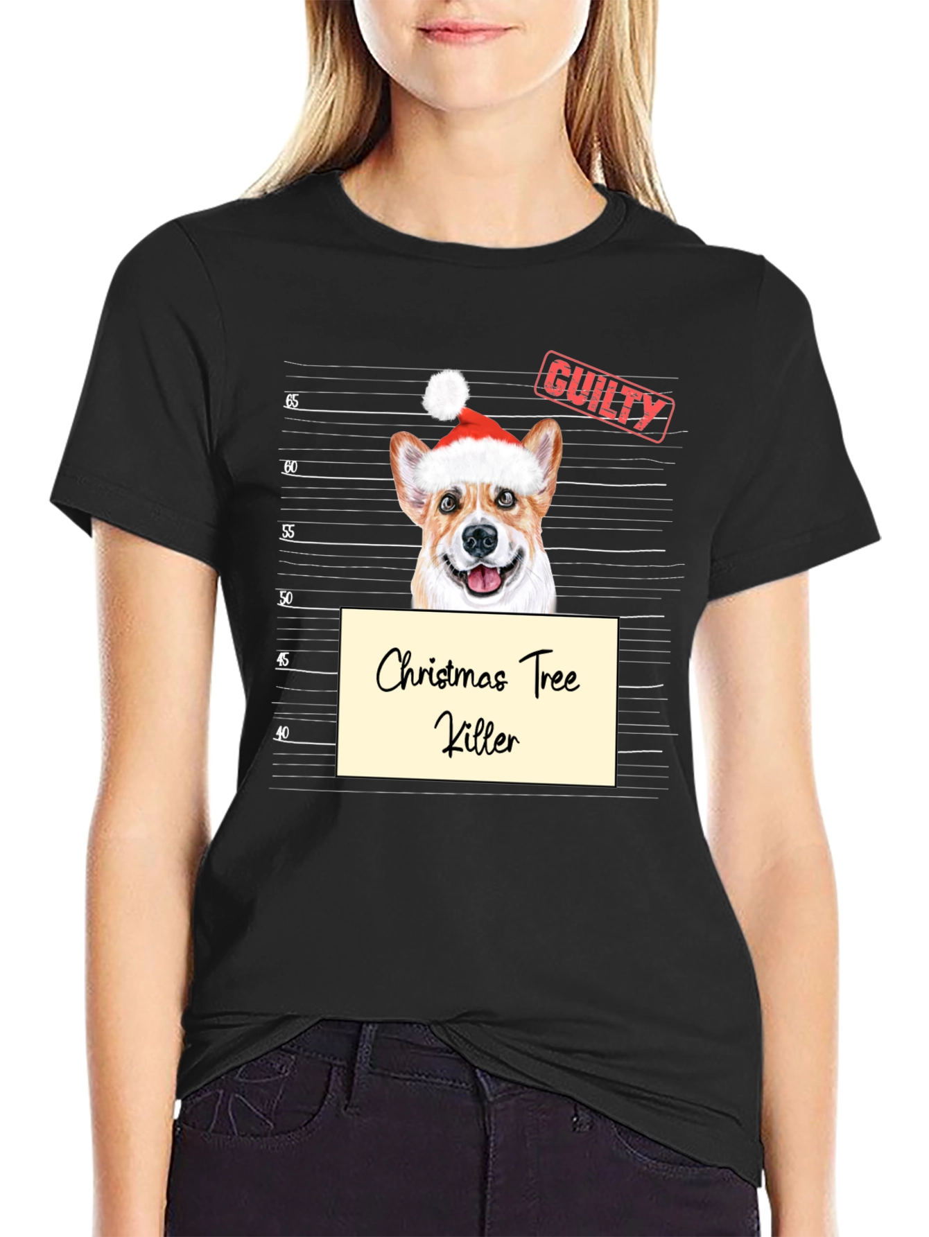 Christmas Tree Killer Corgi Mugshot T-Shirt