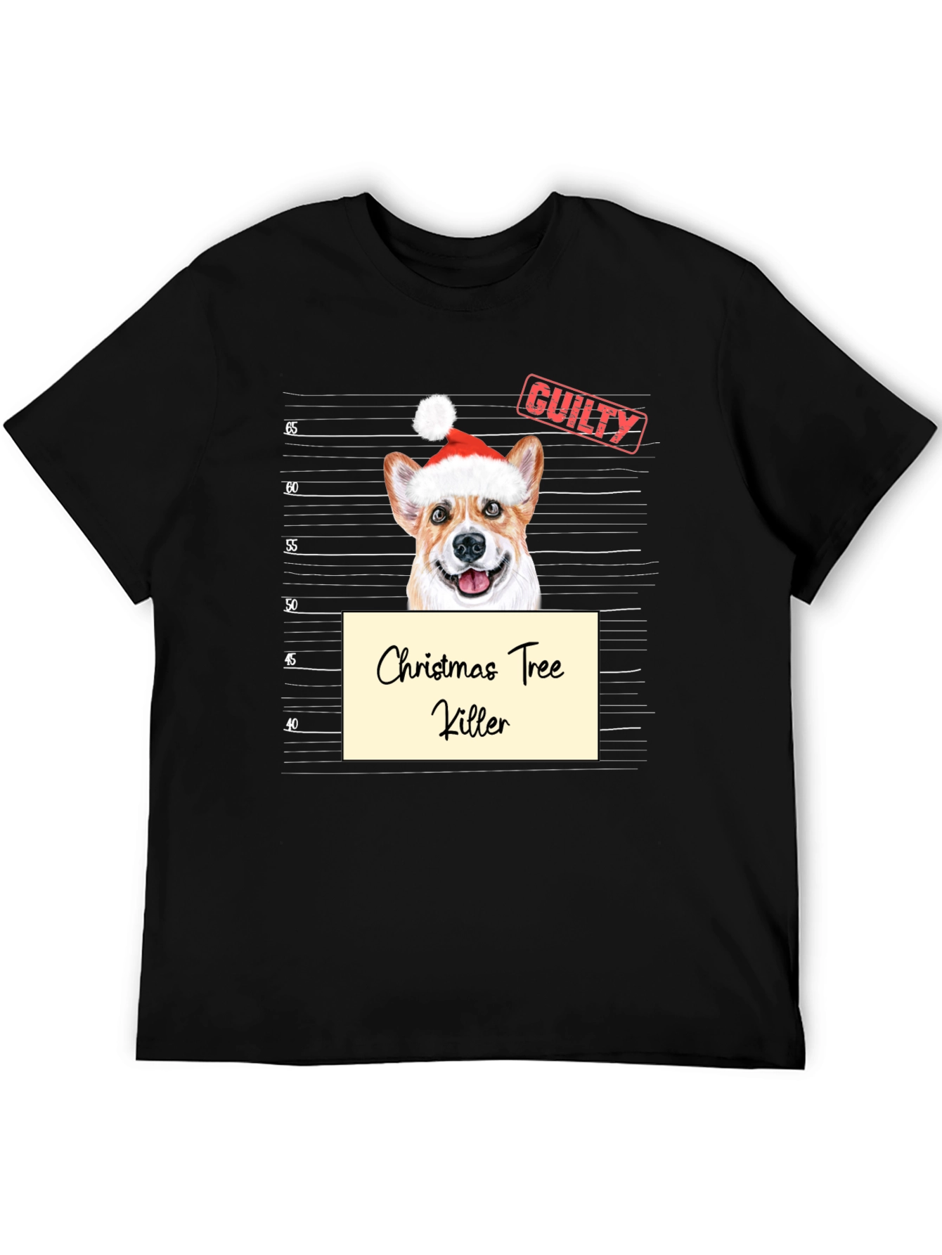 Christmas Tree Killer Corgi Mugshot T-Shirt