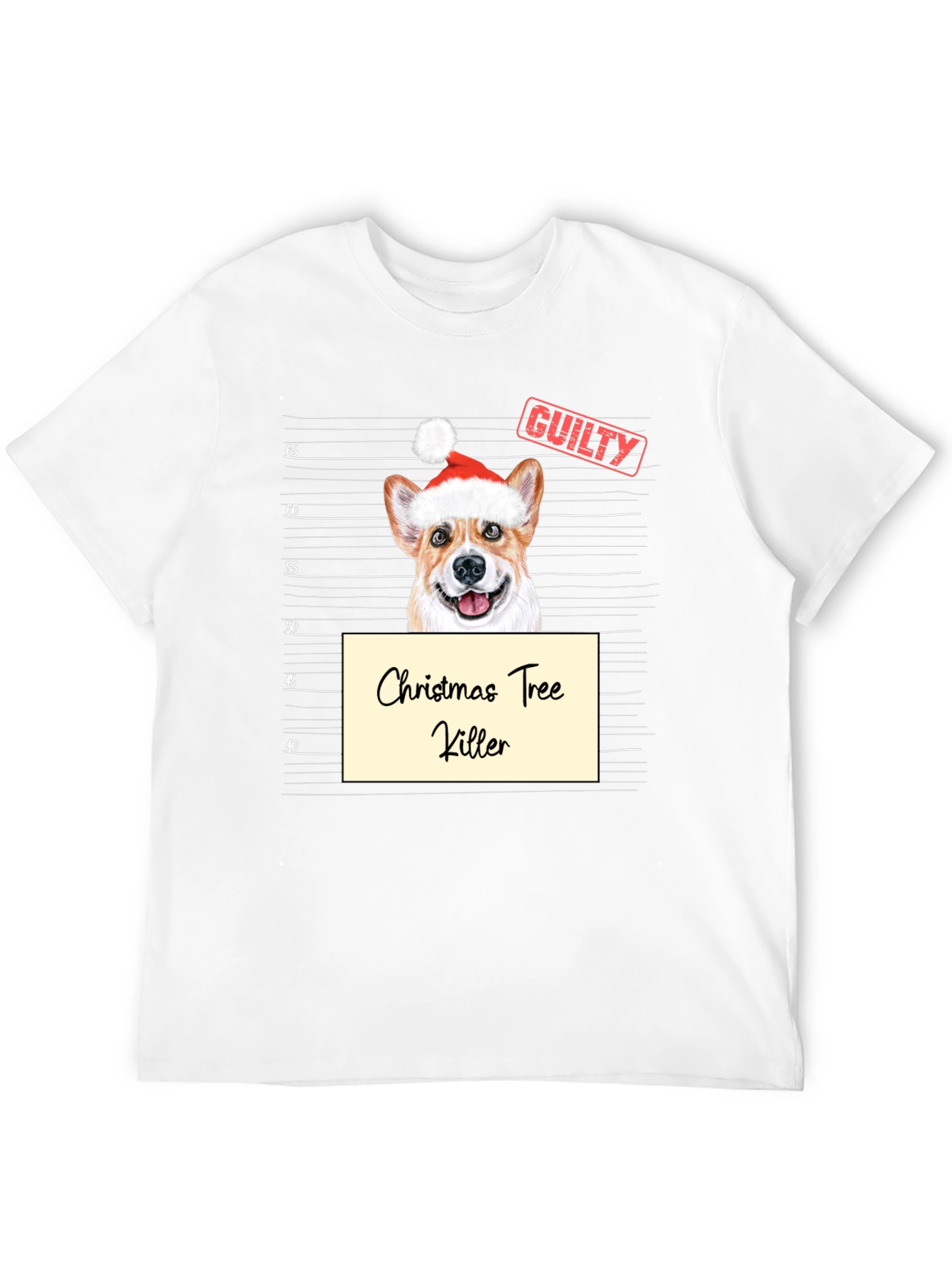 Christmas Tree Killer Corgi Mugshot T-Shirt